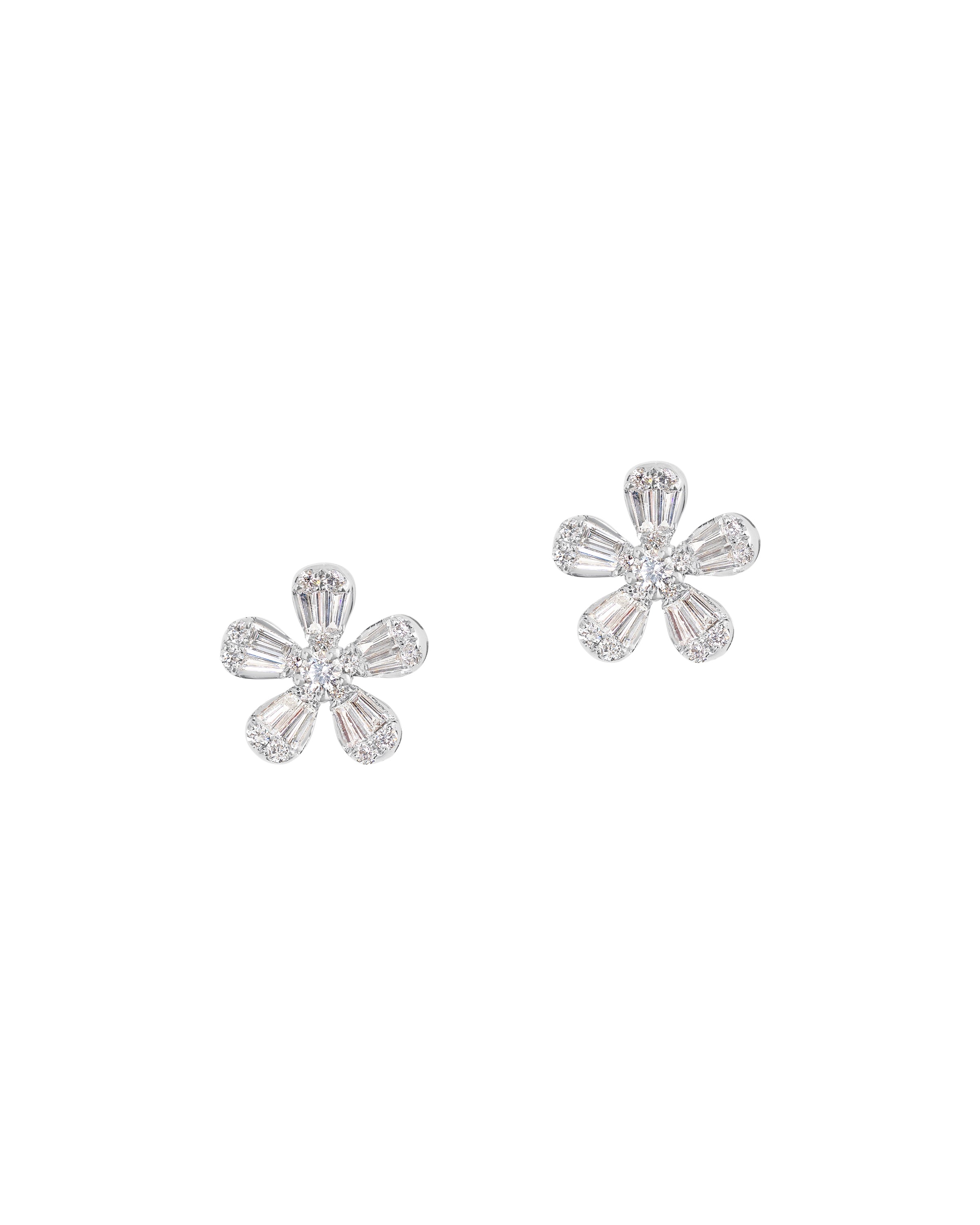 Five Diamond Petals Floral Earrings