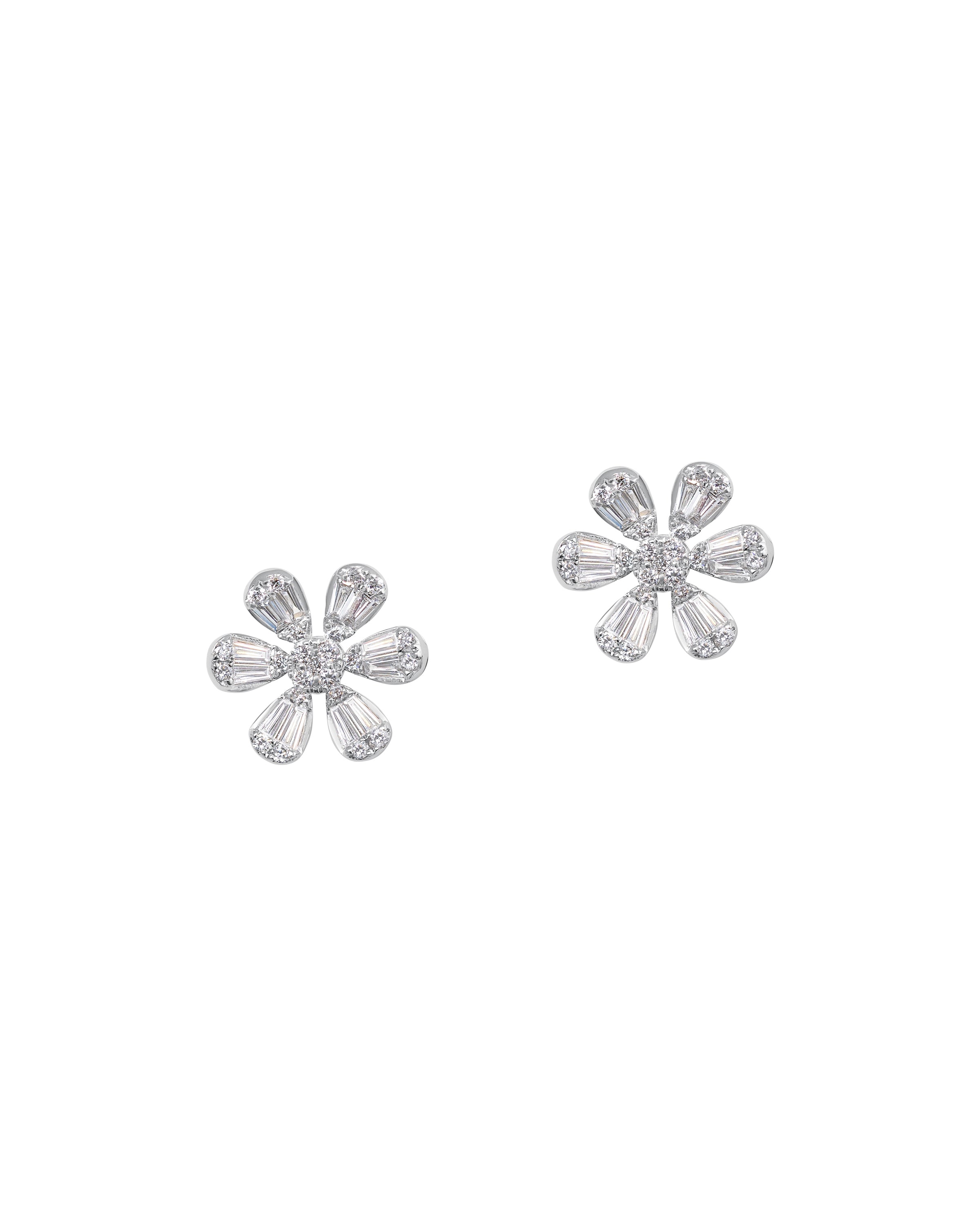Six Diamond Petals Floral Earrings