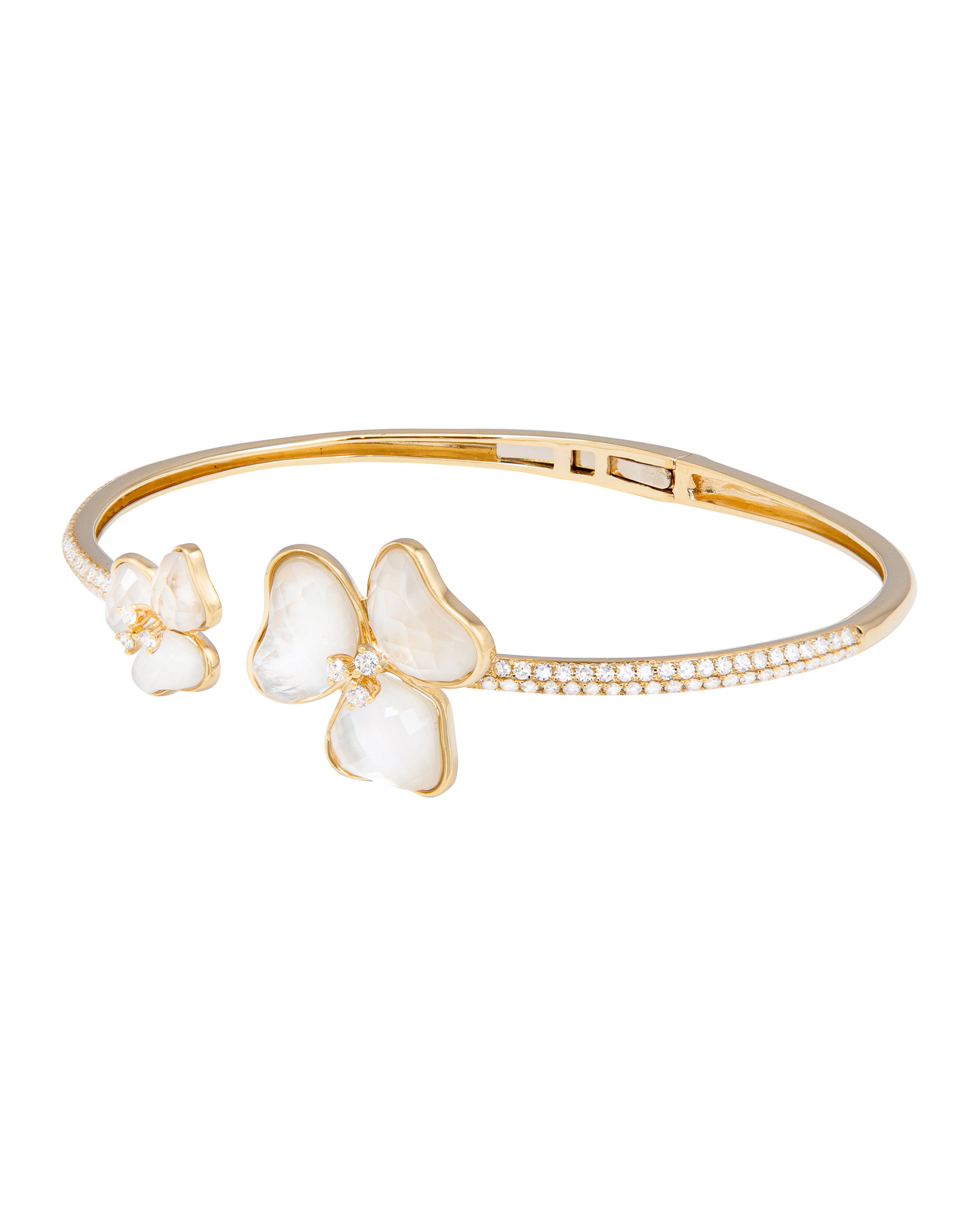 Il Petalo Double Floral Bracelet in Mother of Pearl and Diamonds