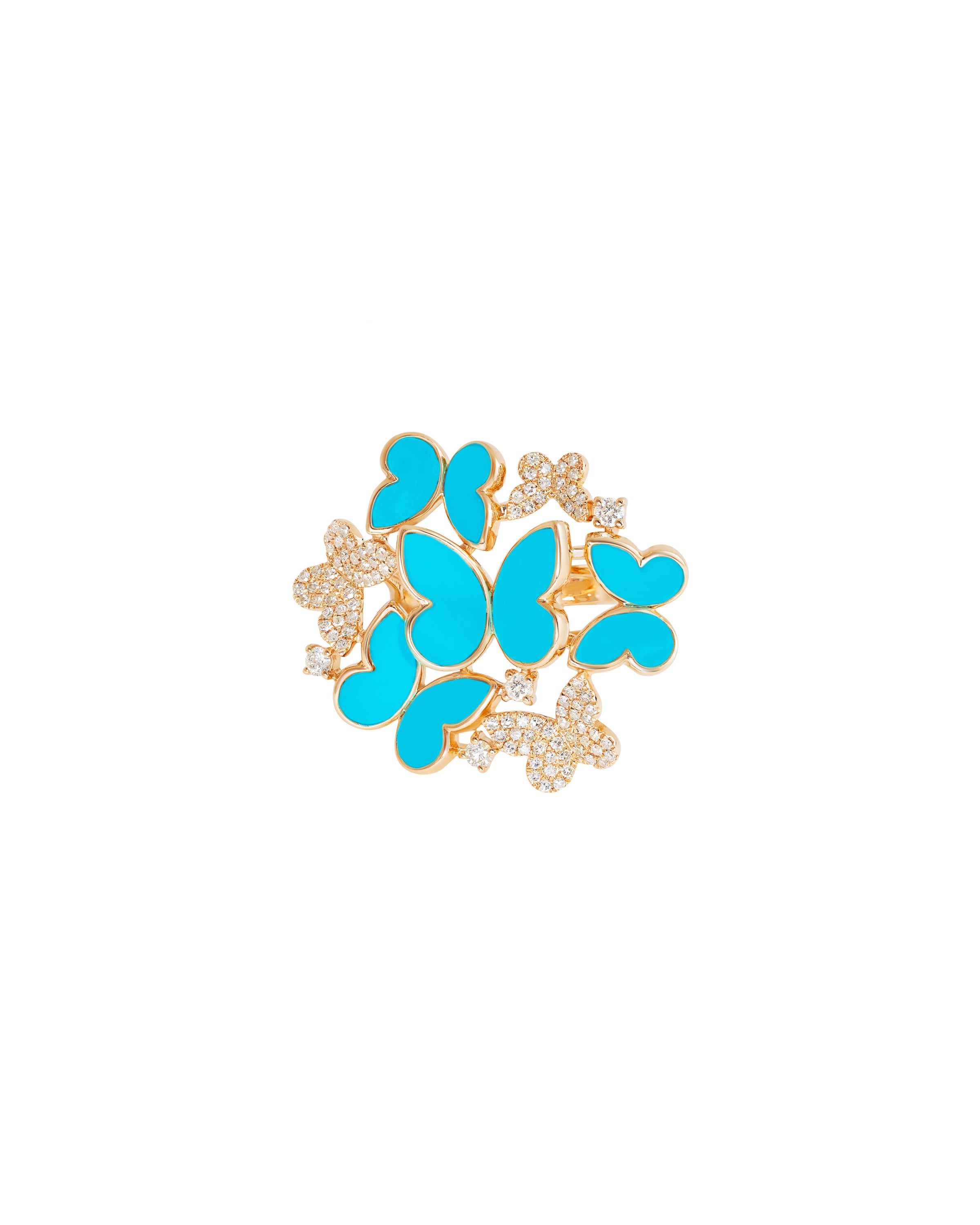 Mini Fauna Butterfly Cluster Ring in Turquoise