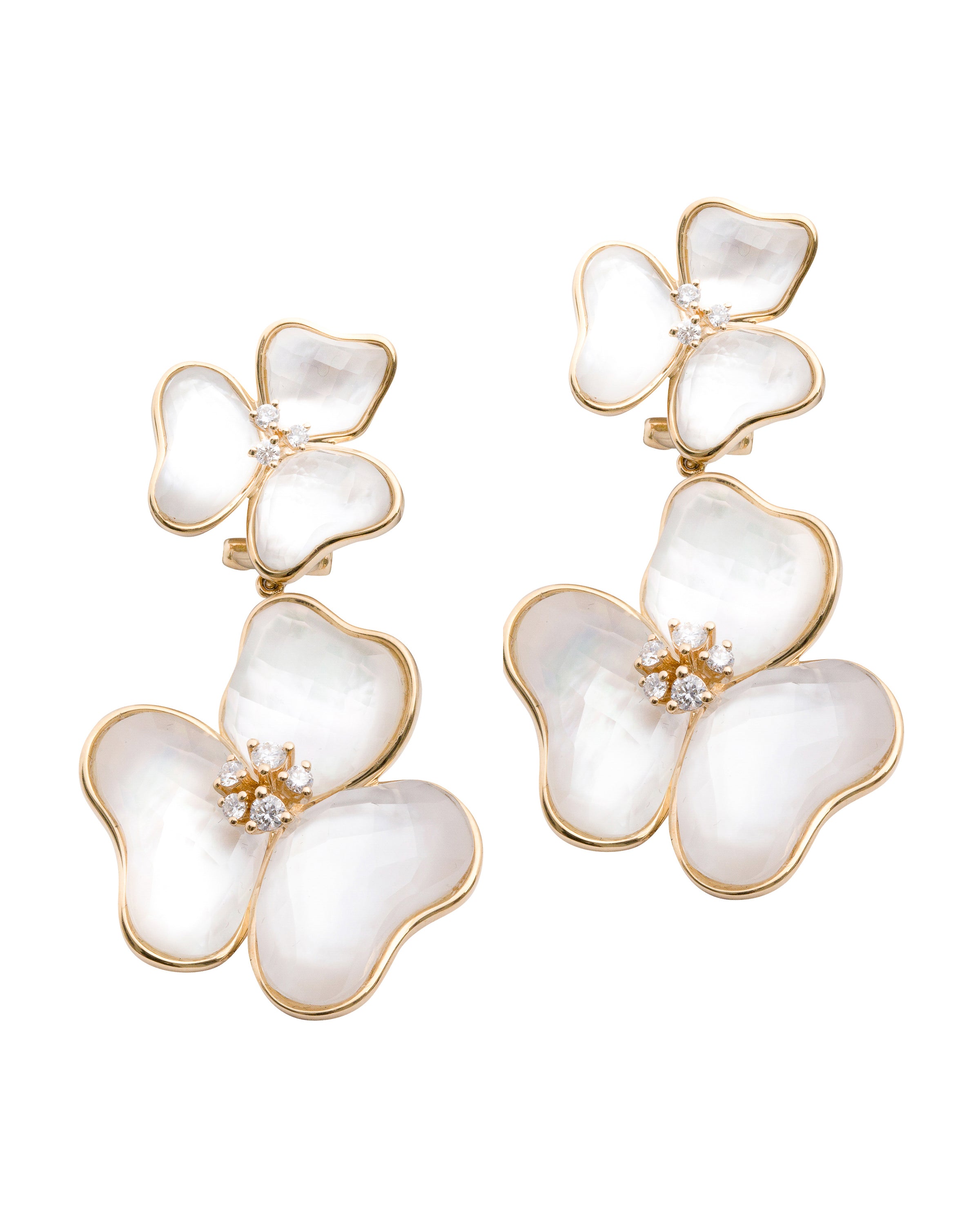 Il Petalo Multi Fiori Drop Earrings in Mother of Pearl