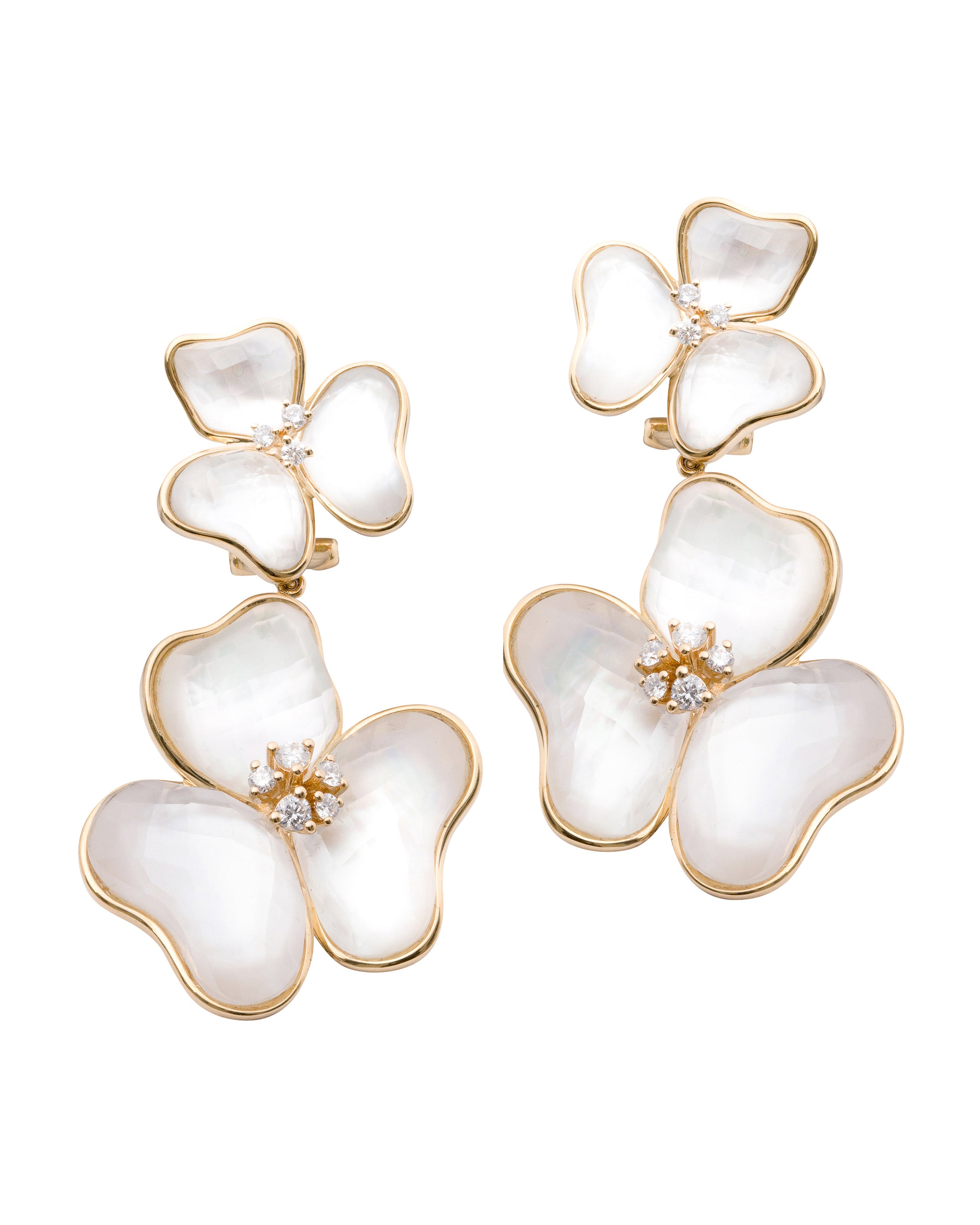 Il Petalo Multi Fiori Drop Earrings in Mother of Pearl