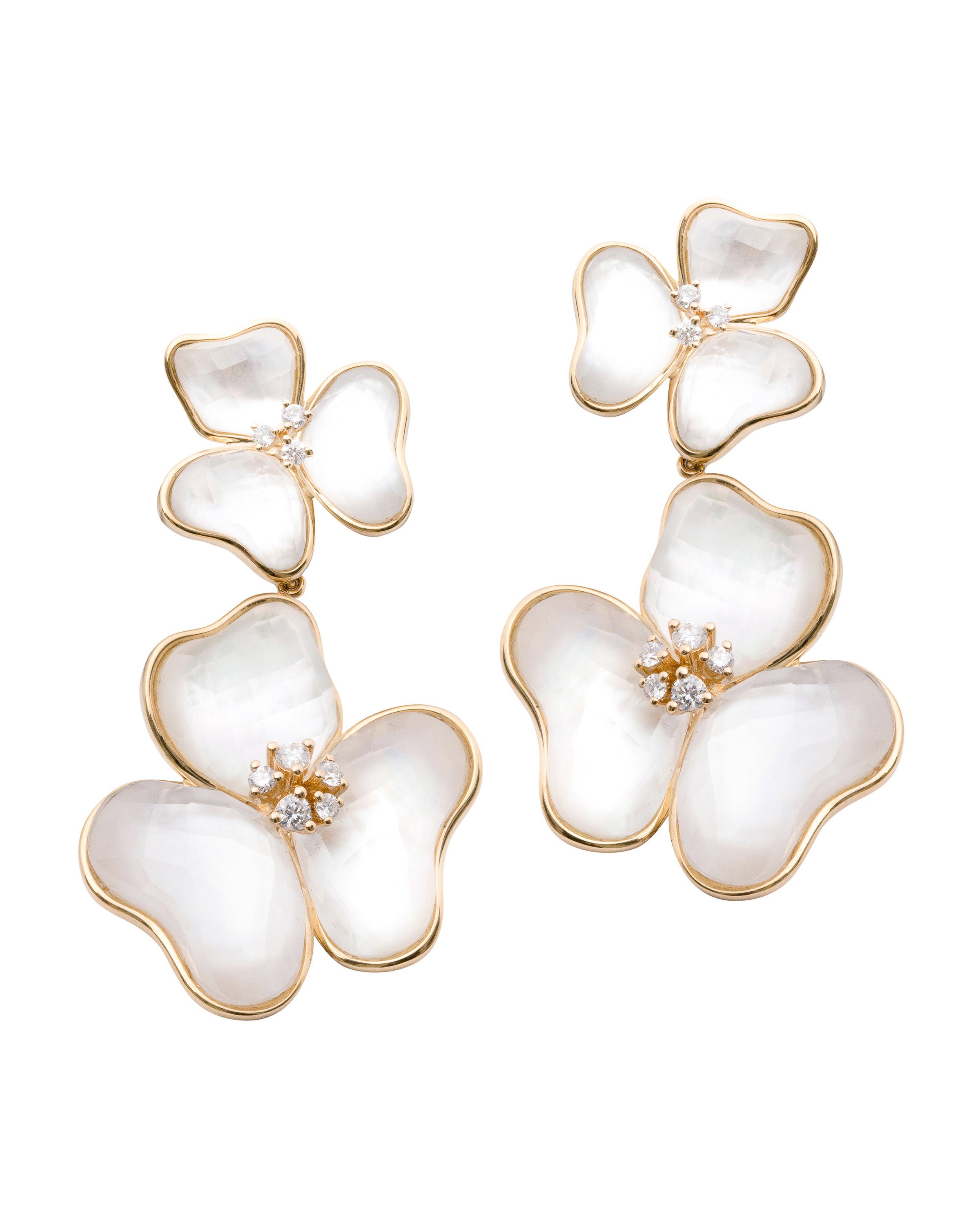 Il Petalo Multi Fiori Drop Earrings in Mother of Pearl