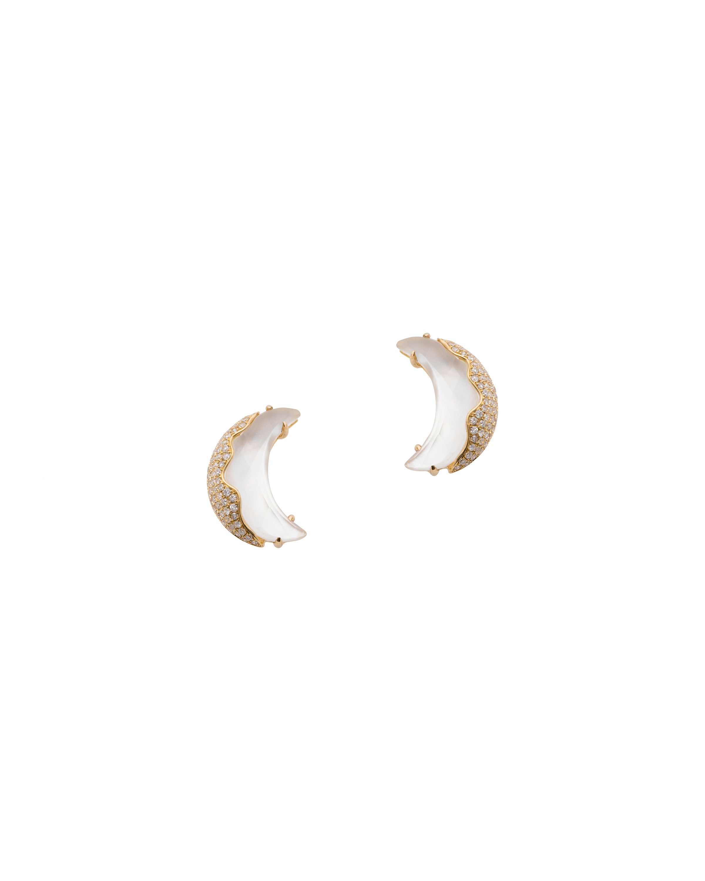 Mia Luna Crescent Moon Earring in Mother of Pearl