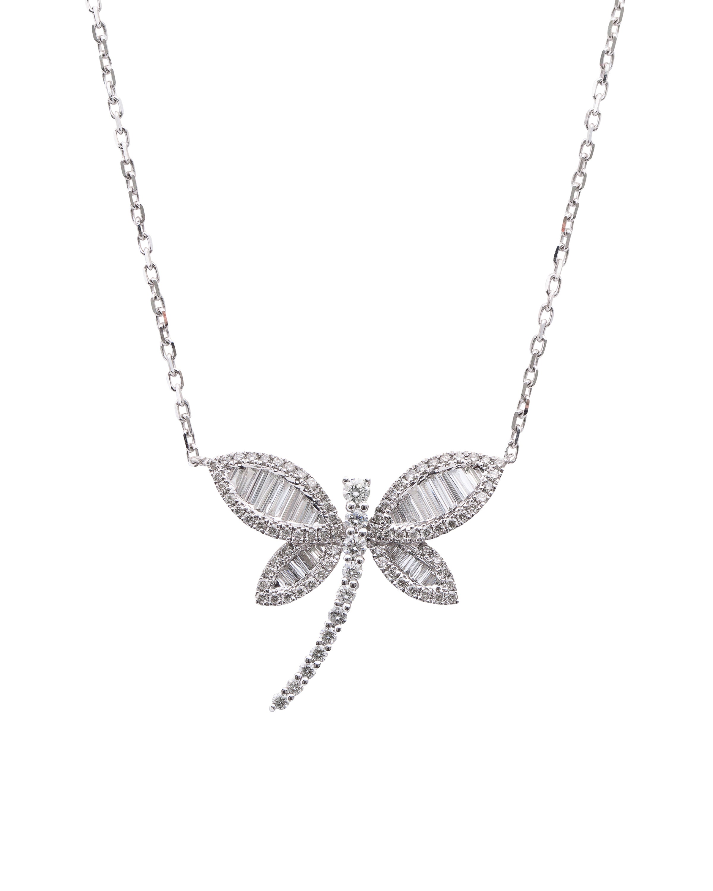 Baguette Dragonfly Diamond Pendant