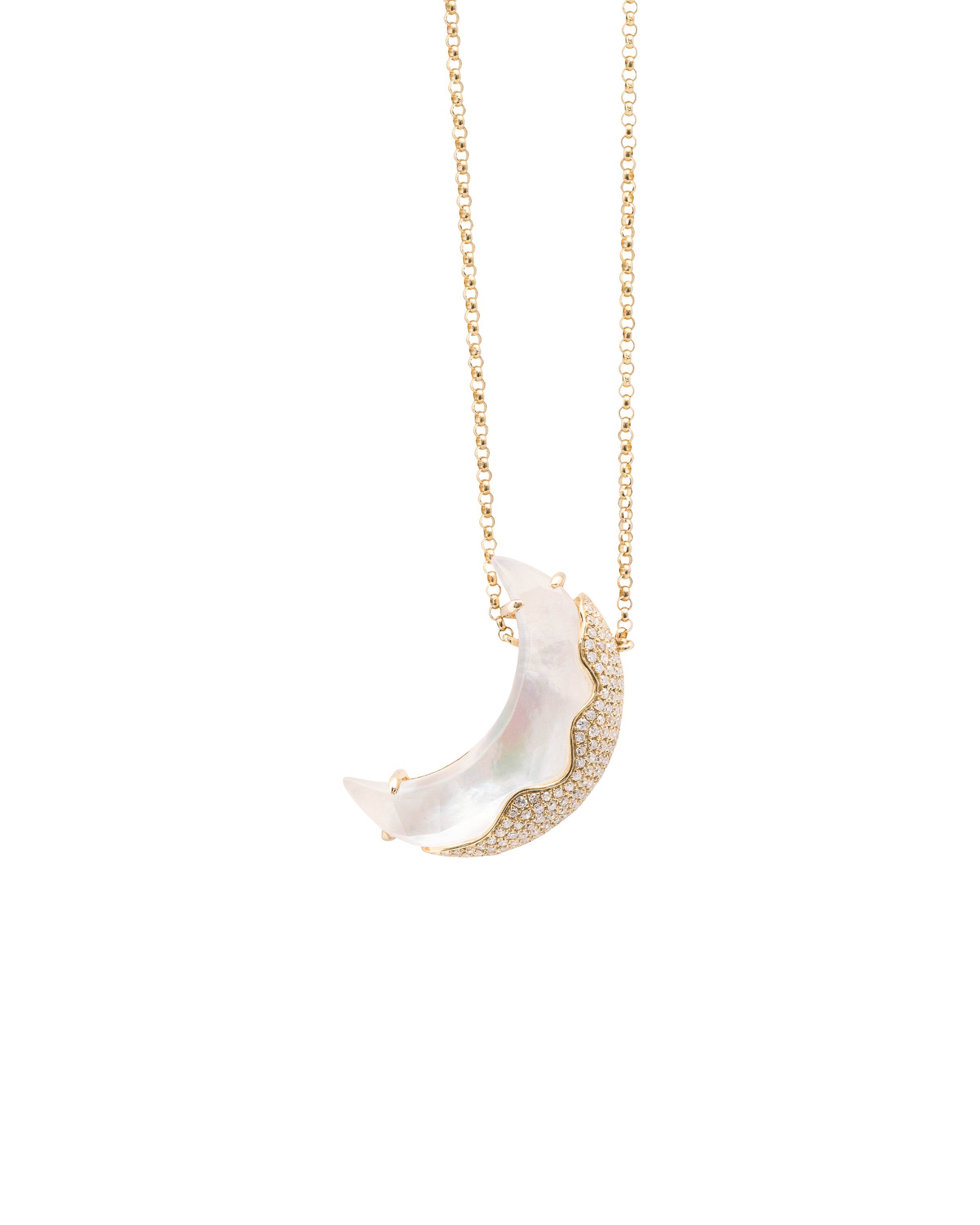 Mia Luna Crescent Moon Pendant in Mother of Pearl
