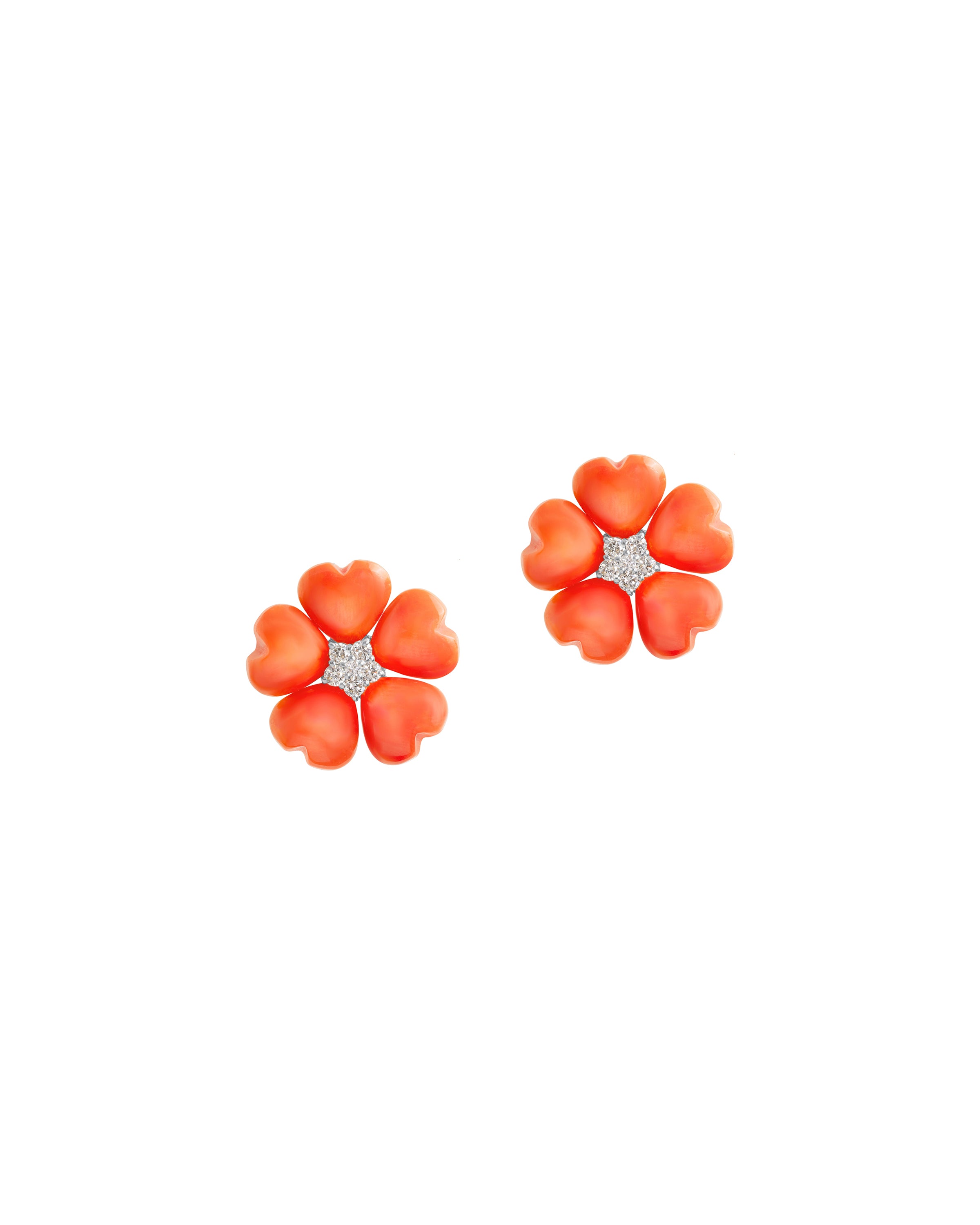 Heart Floral Coral Earrings