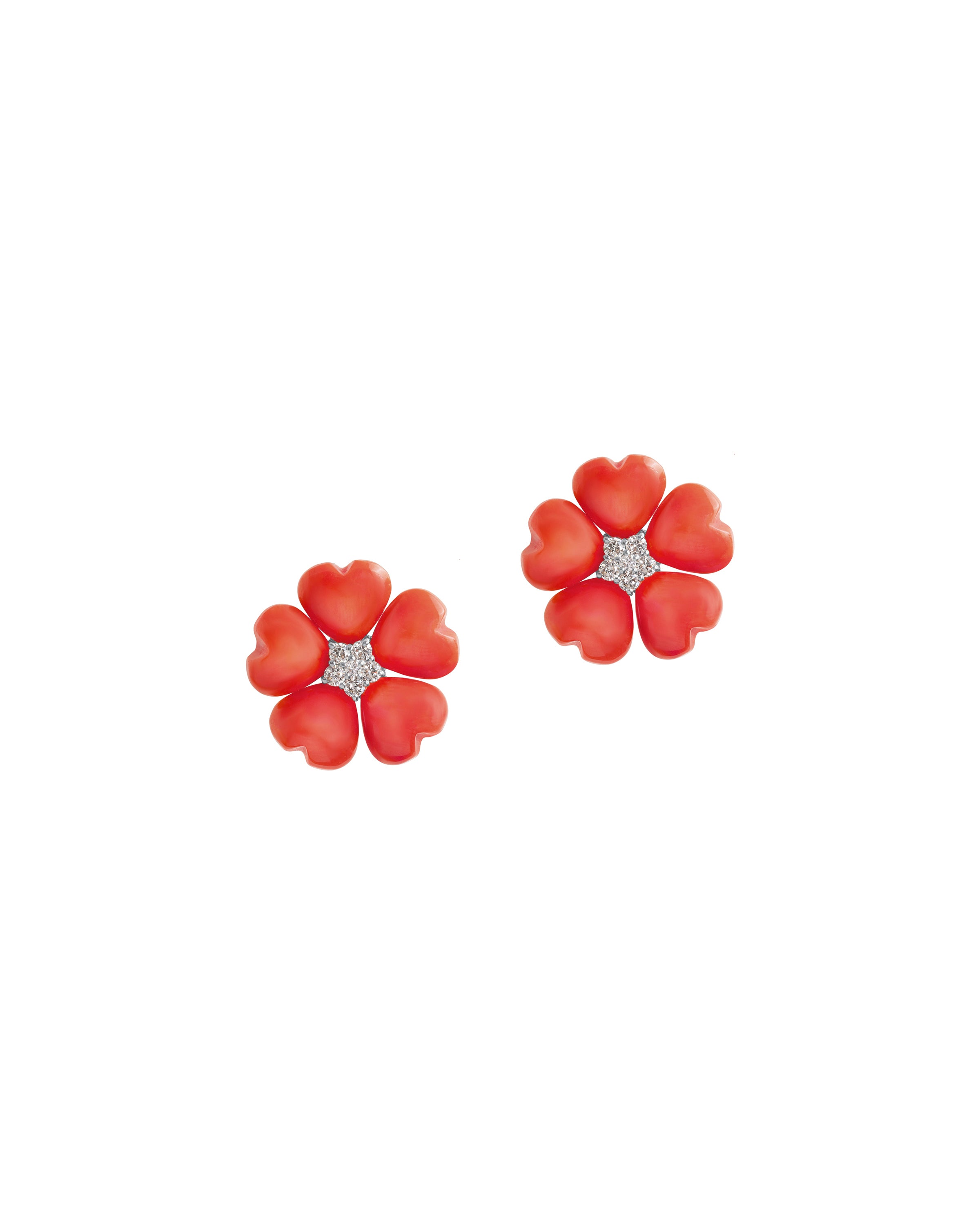 Heart Floral Coral Earrings
