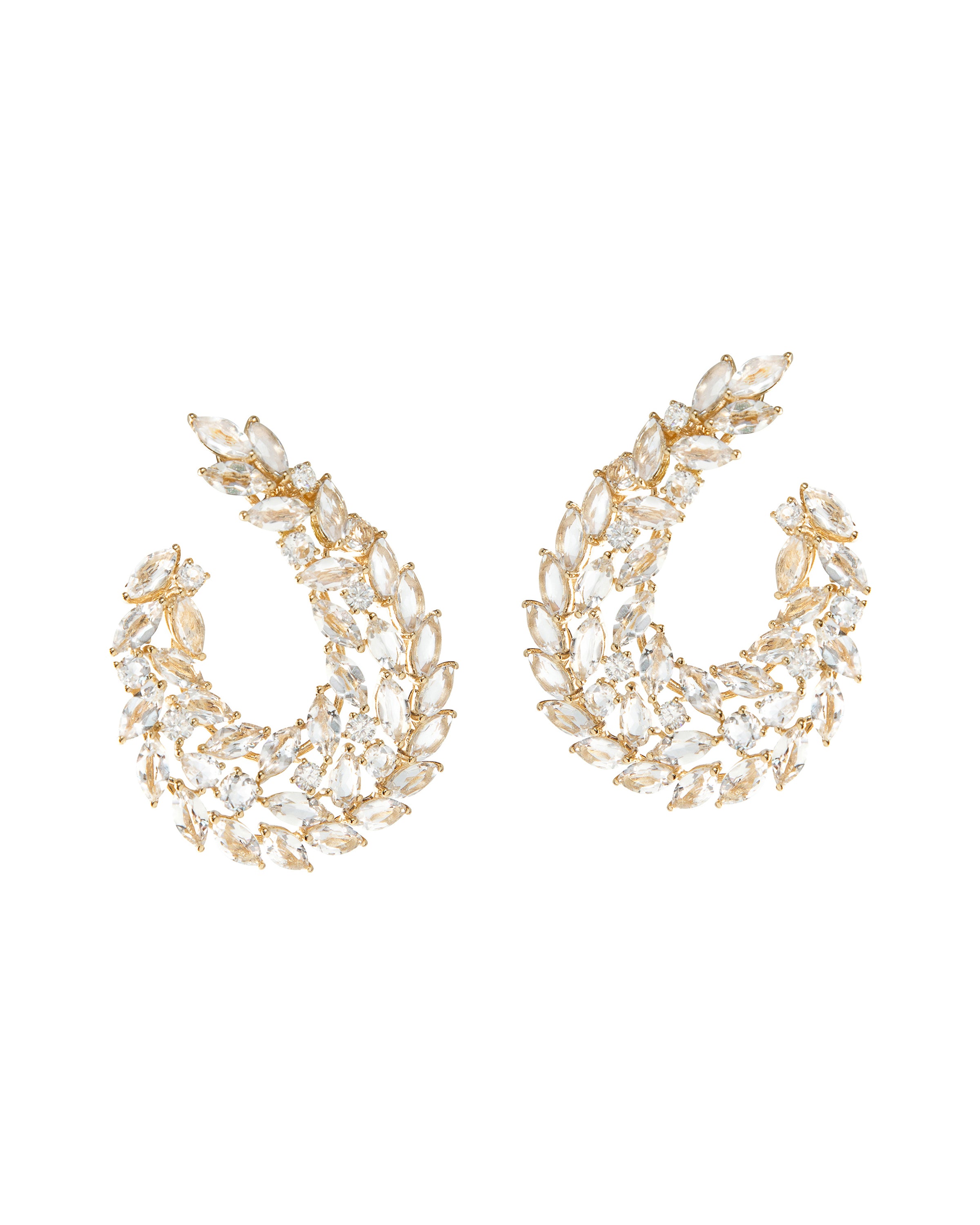 Winding Leaves in Brilliant White Topaz