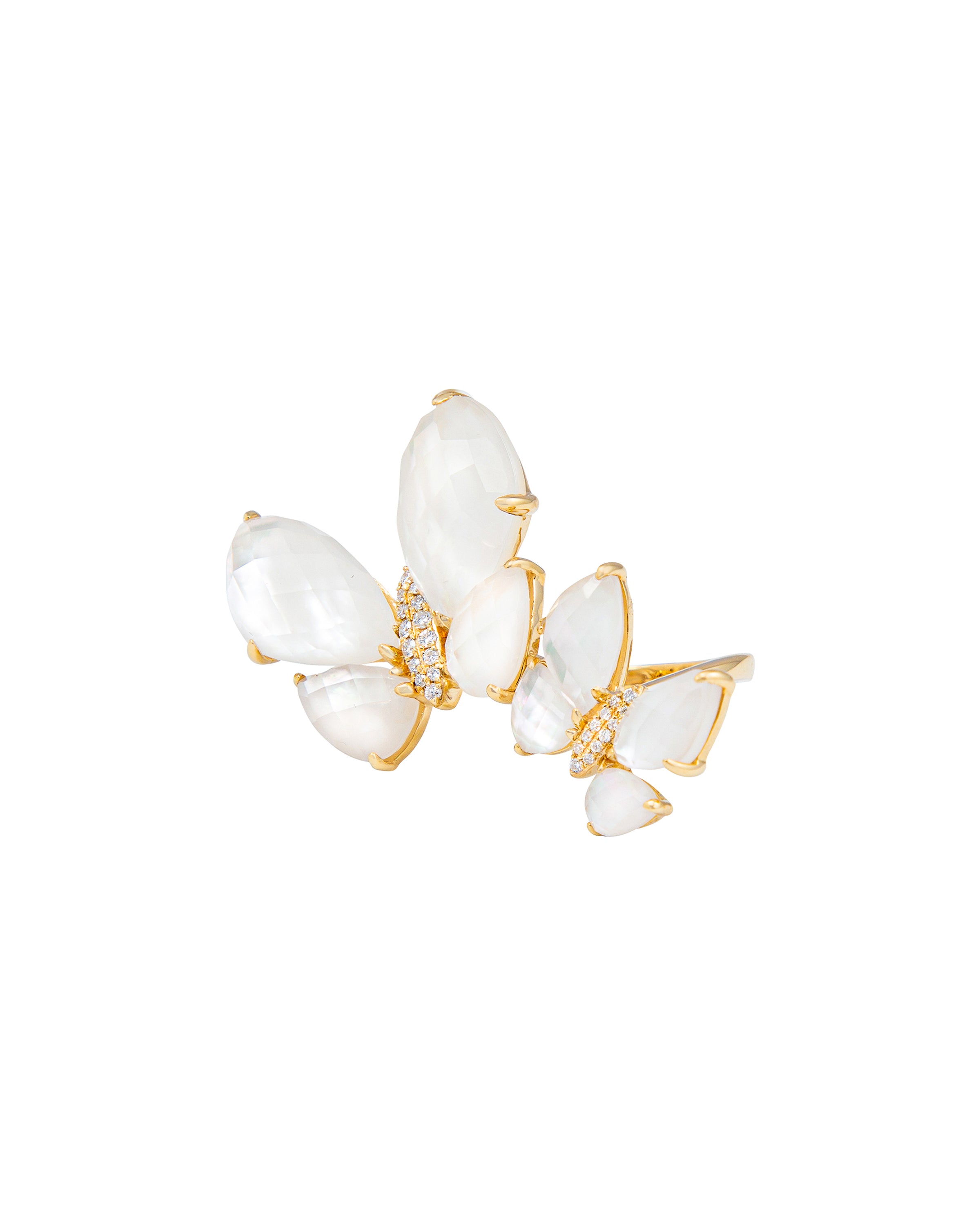 Fauna Double Butterfly Ring in Mother of Pearl