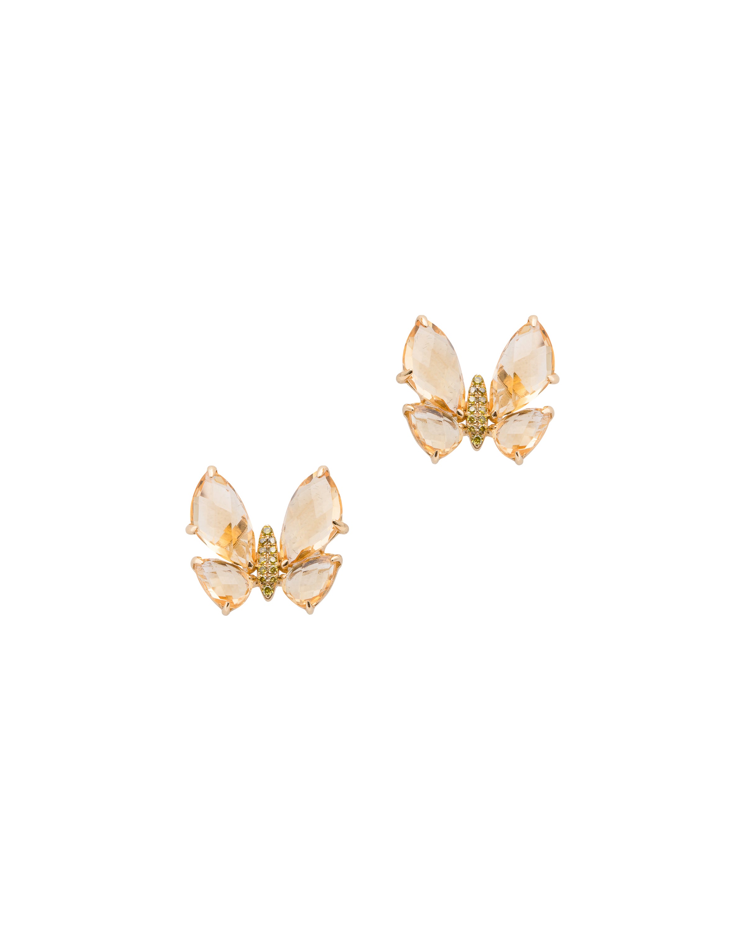 Fauna Small Butterfly Studs in Citrine