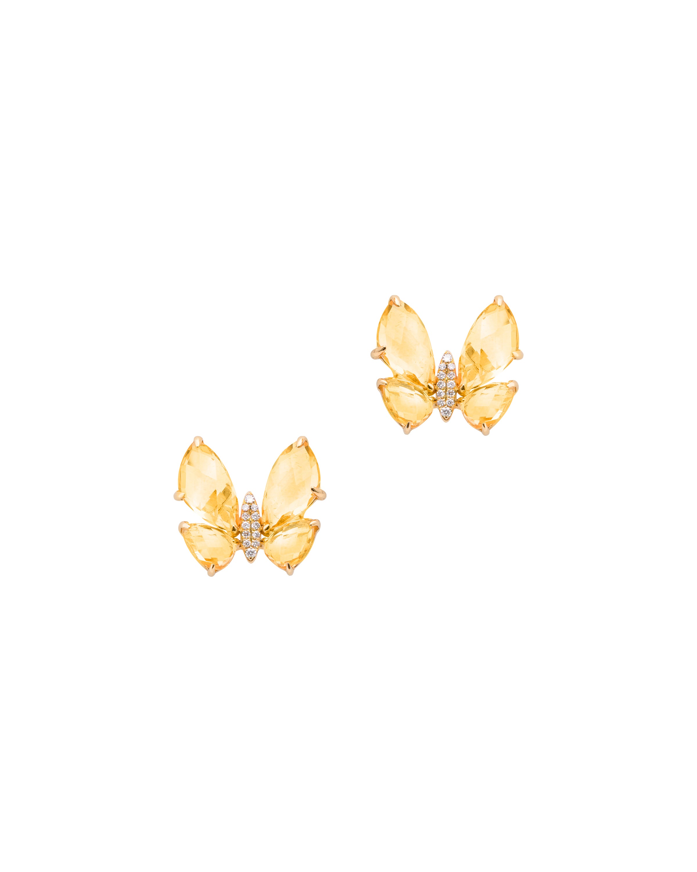 Fauna Small Butterfly Studs in Citrine