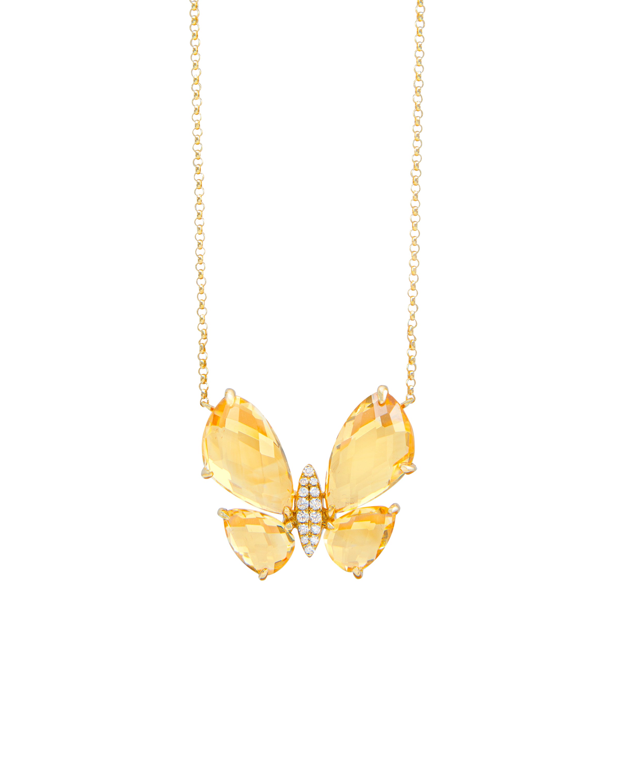 Fauna Large Butterfly Necklace in Citrine
