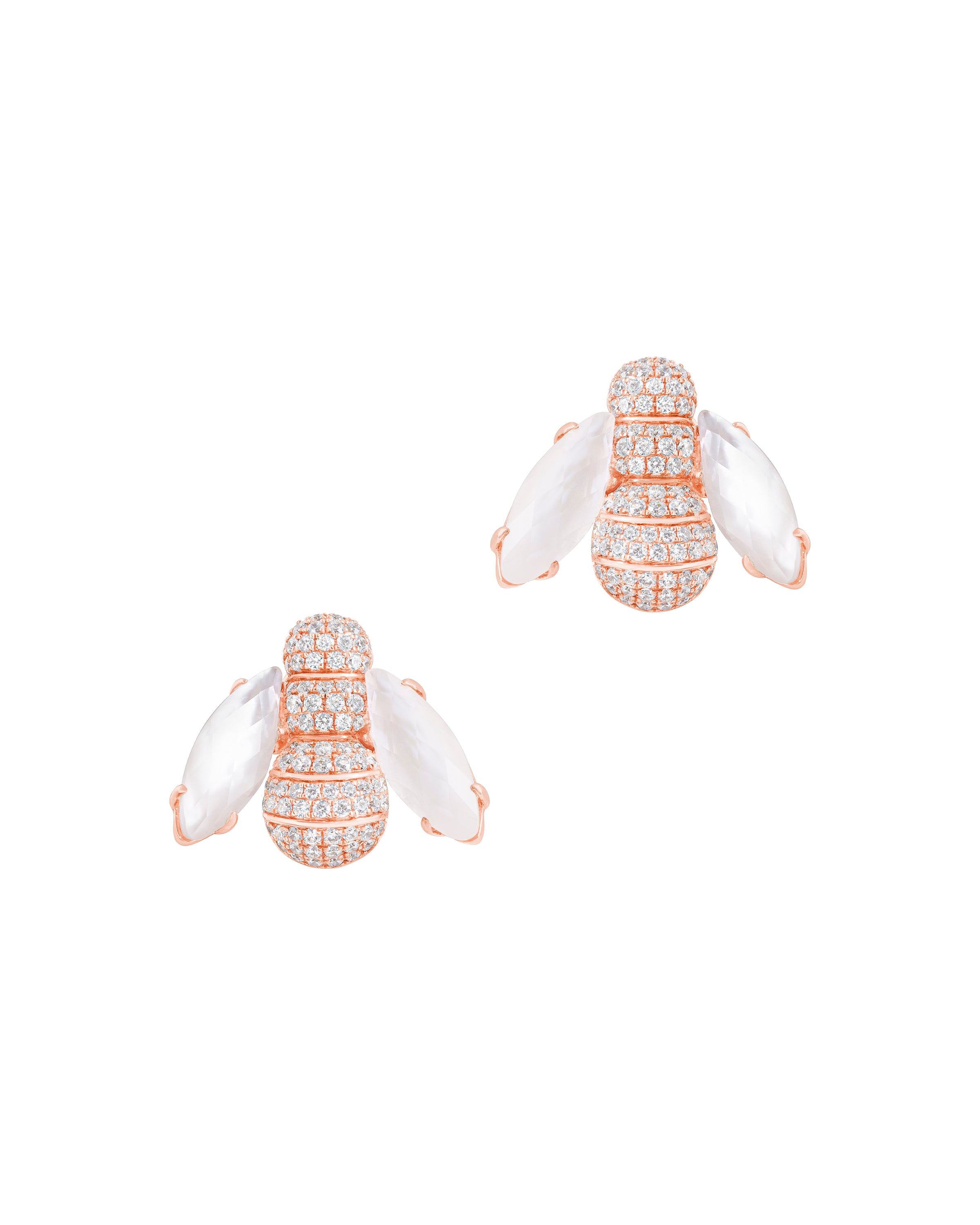 Pannalino Bee Earrings in Mother of Pearl and White Topaz