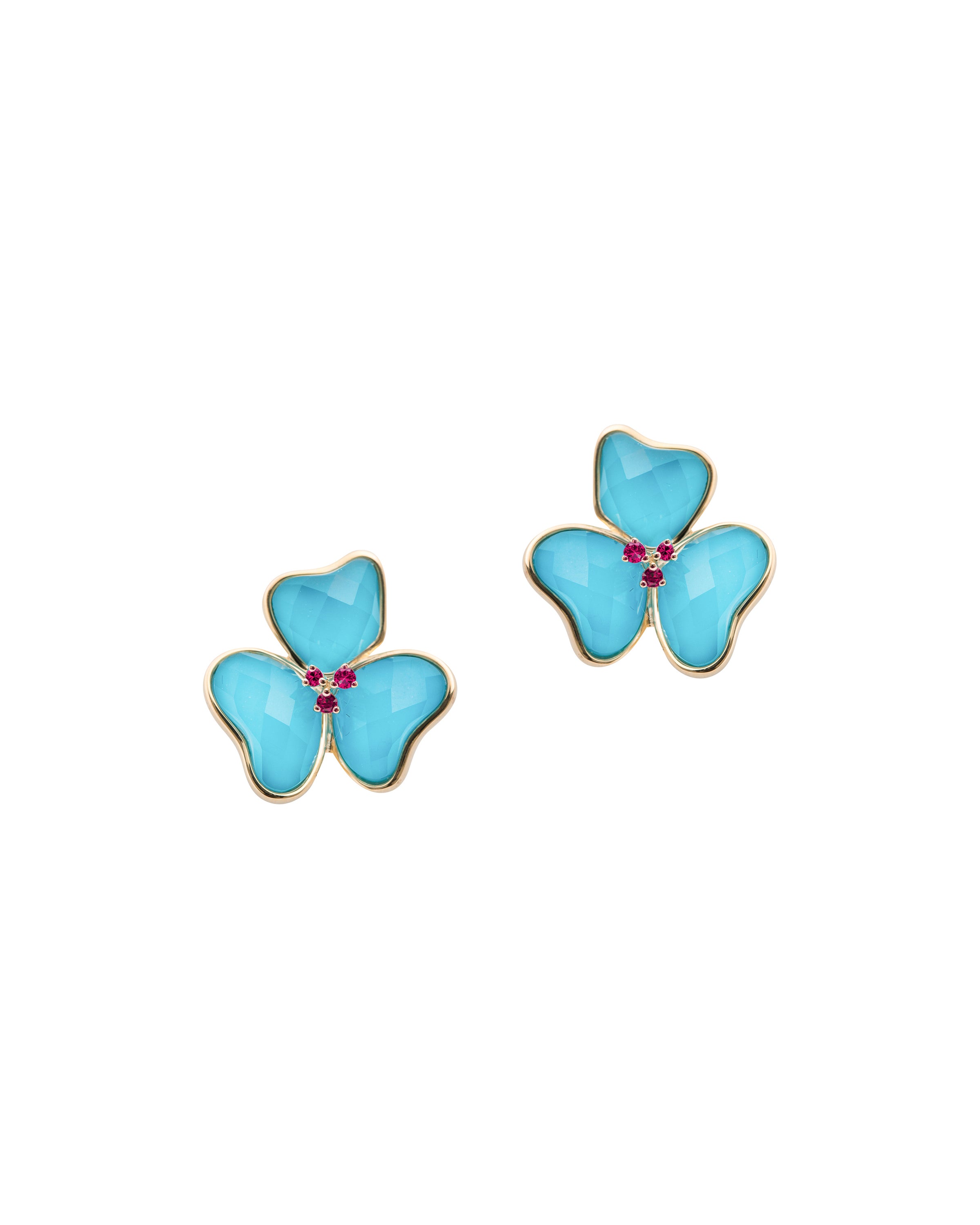 Il Petalo Classic Earrings in Turquoise and Rubies