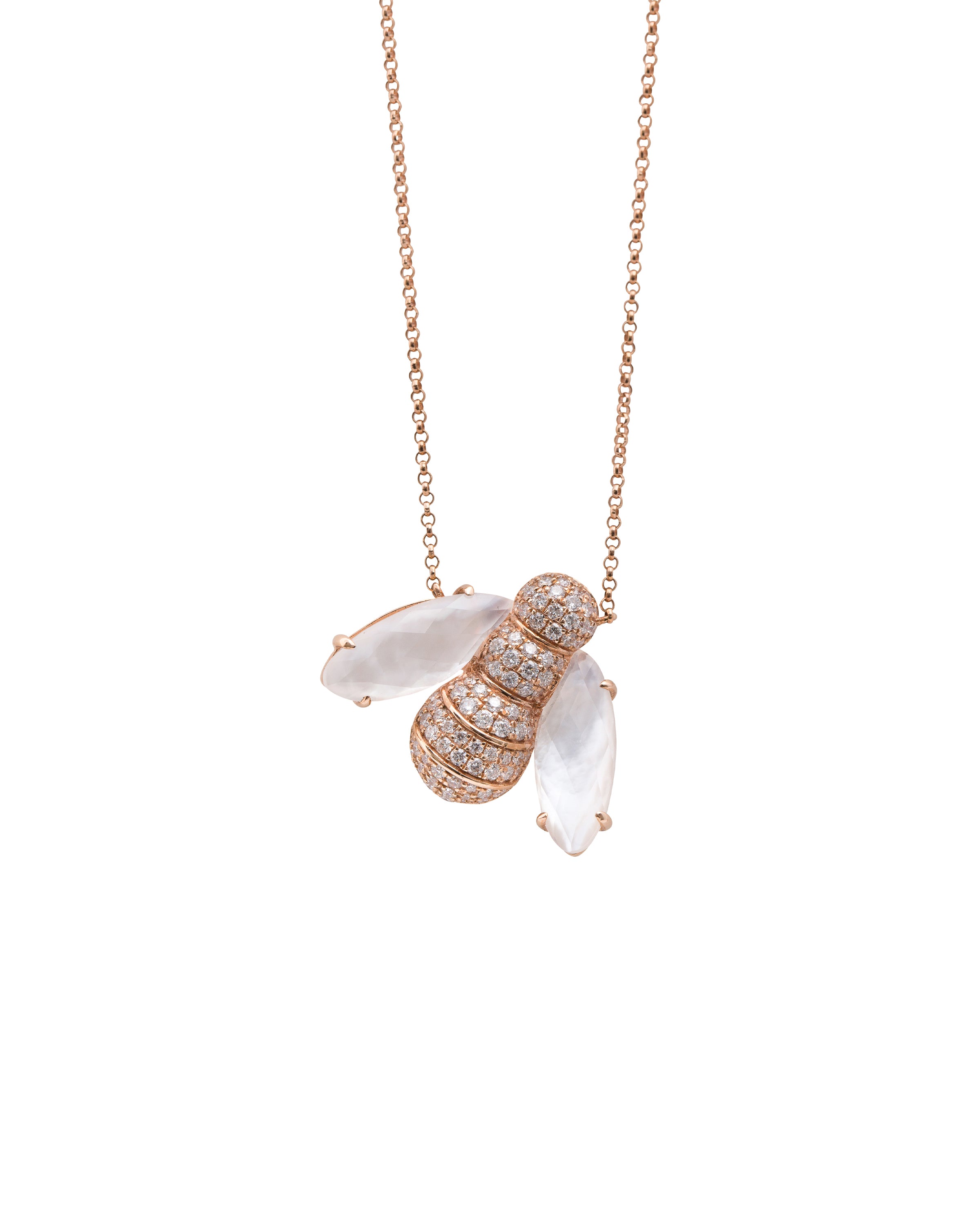 Pannalino Bee Necklace in Mother of Pearl and White Topaz