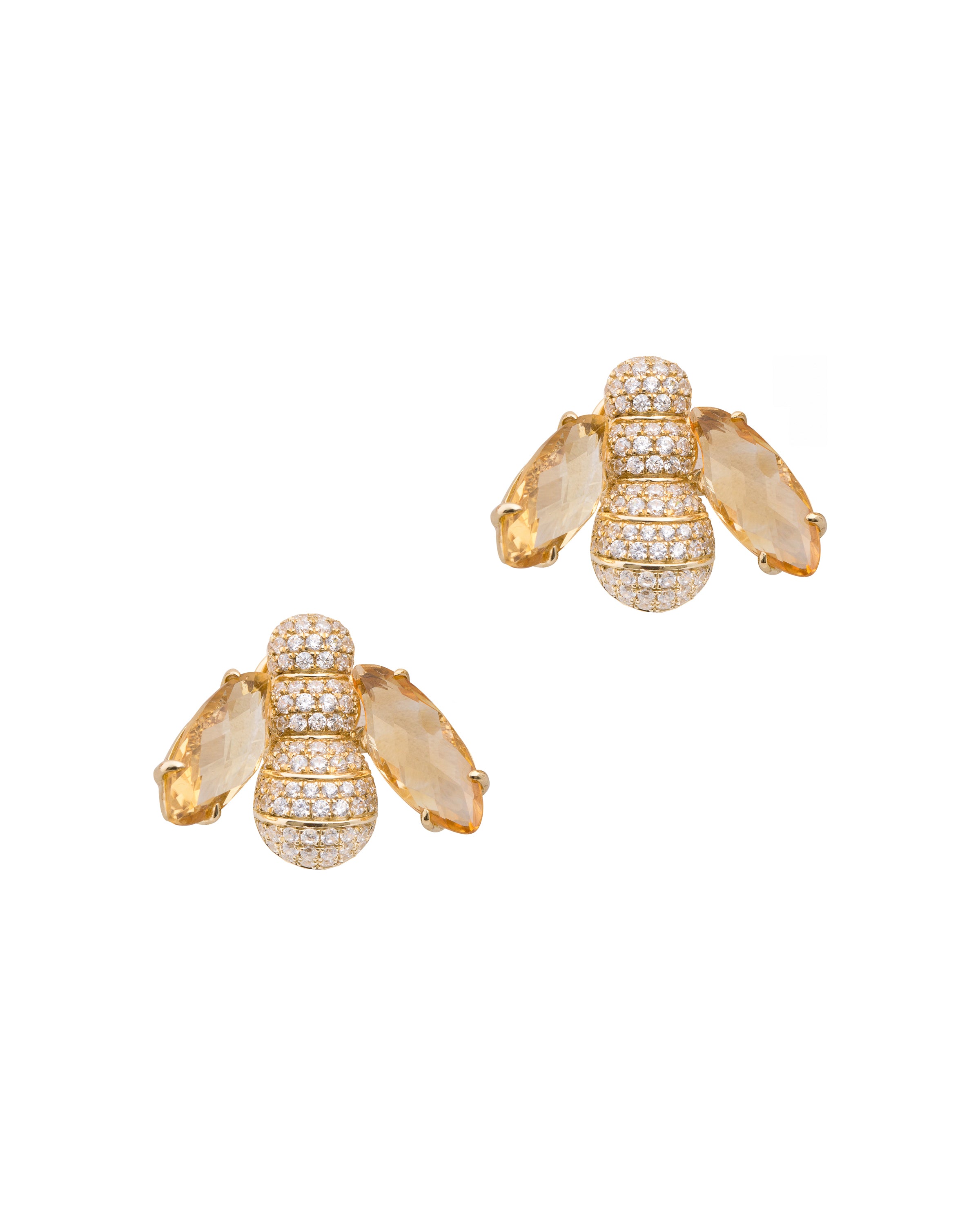 Pannalino Bee Earrings in Citrine and White Topaz