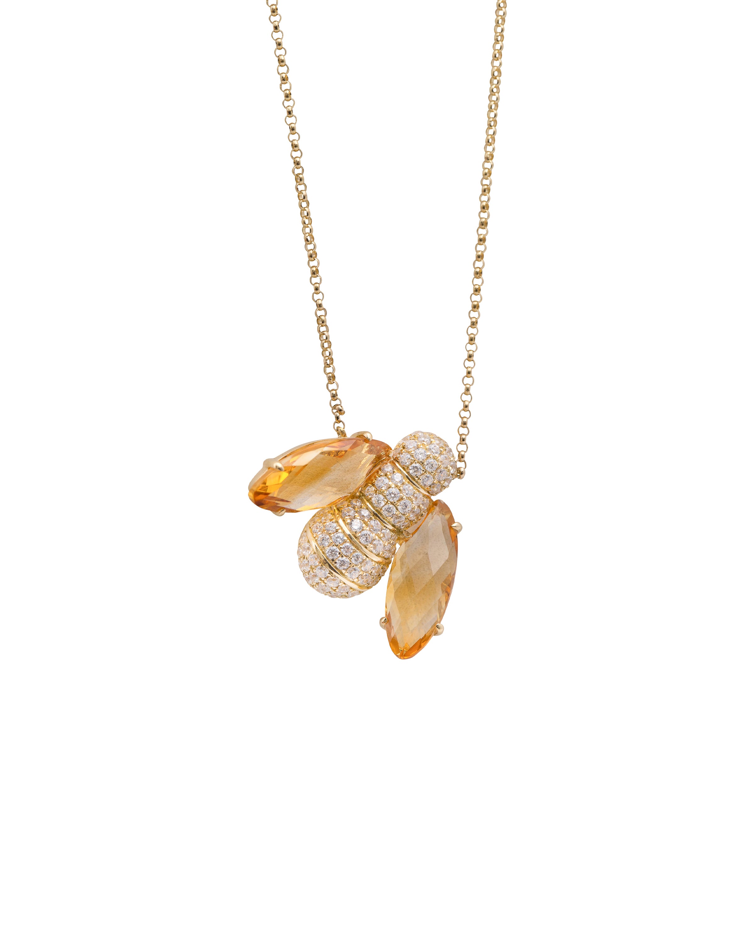 Pannalino Bee Necklace in Citrine and White Topaz