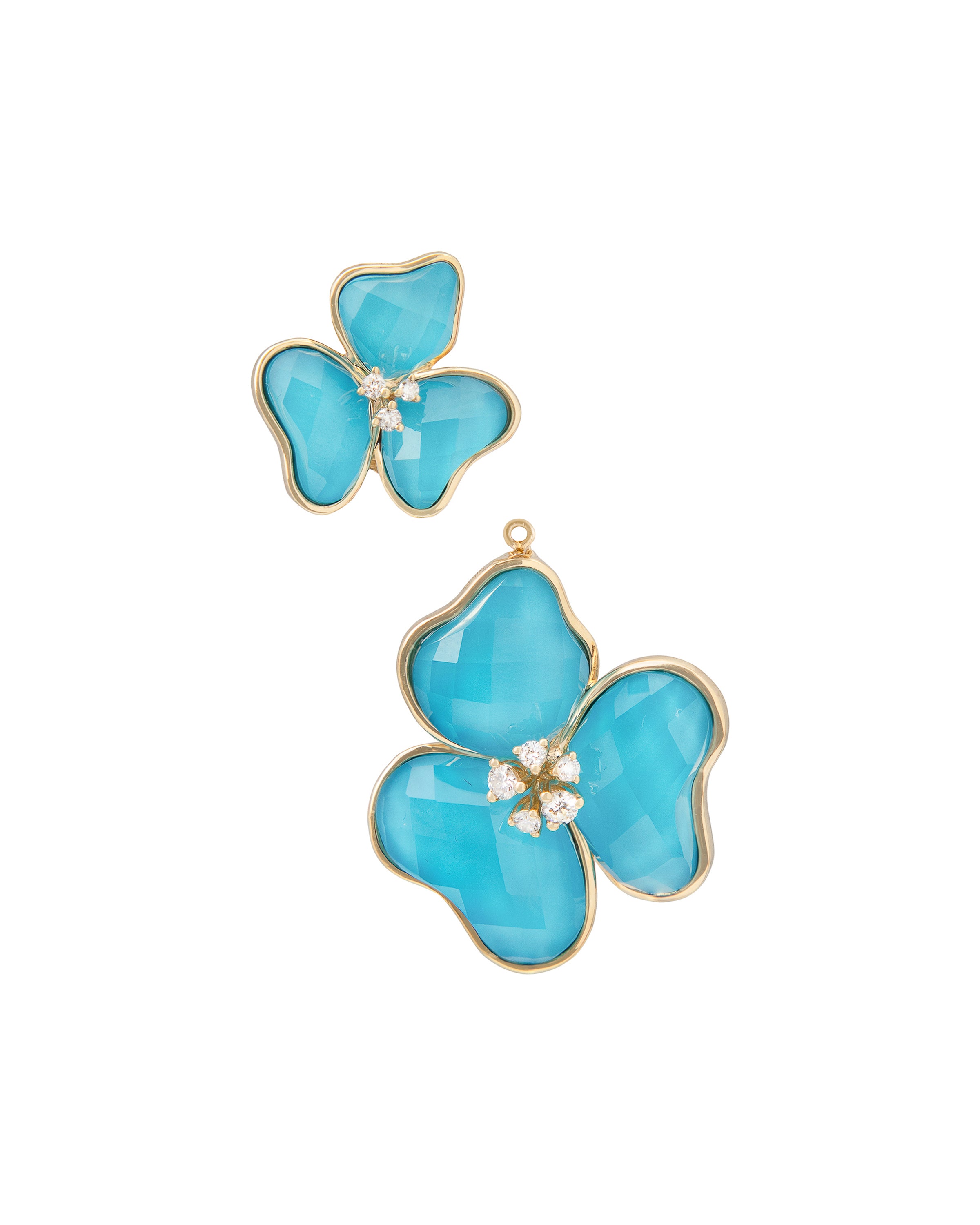 Il Petalo Multi Fiori Drop Earrings in Turquoise