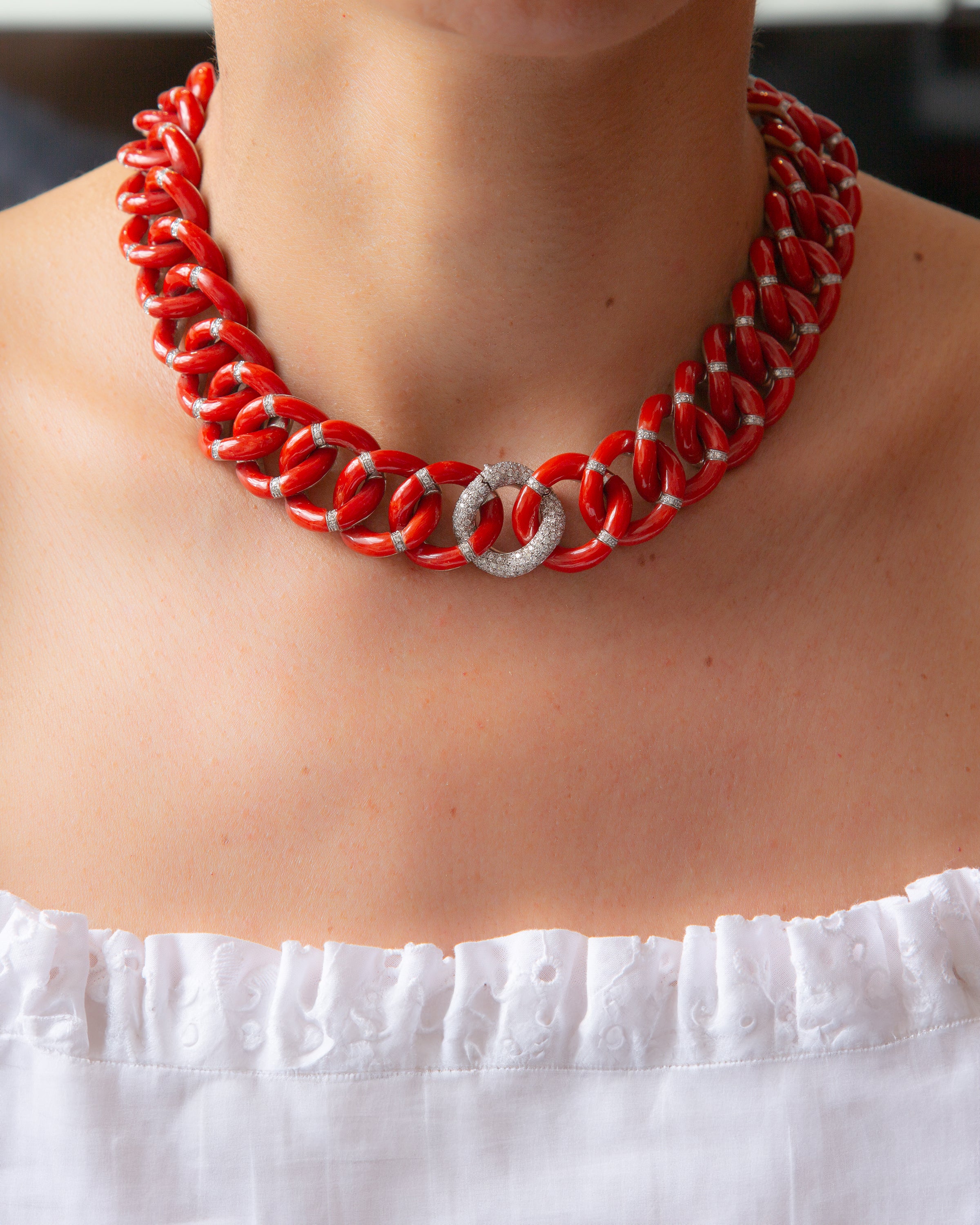 Petite Fleur White Coral Necklace
