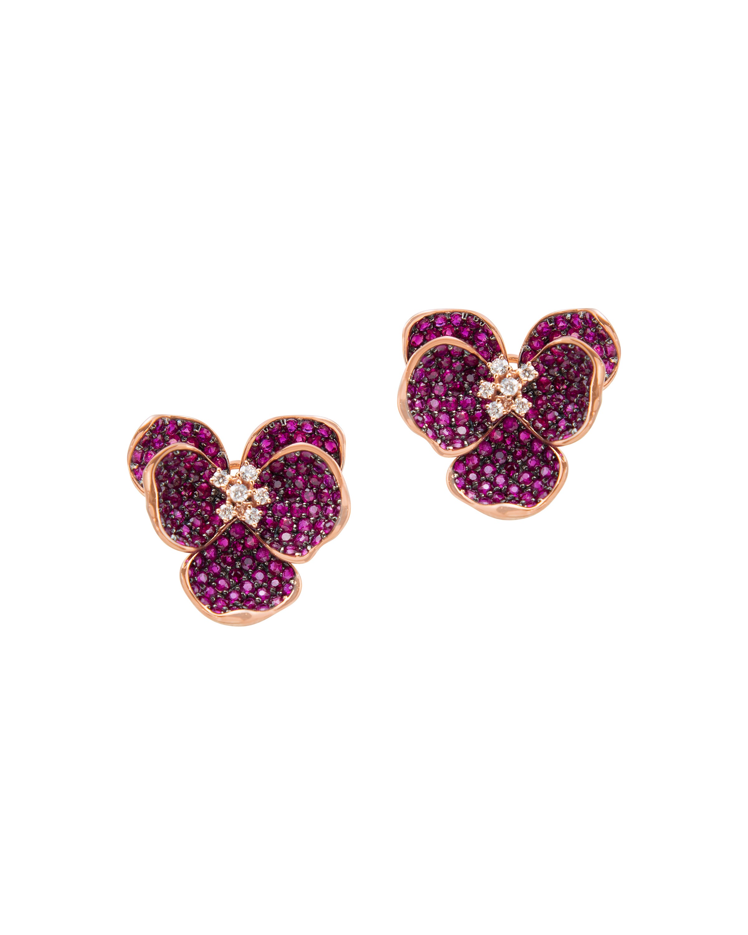 Ruby Pansy Earrings