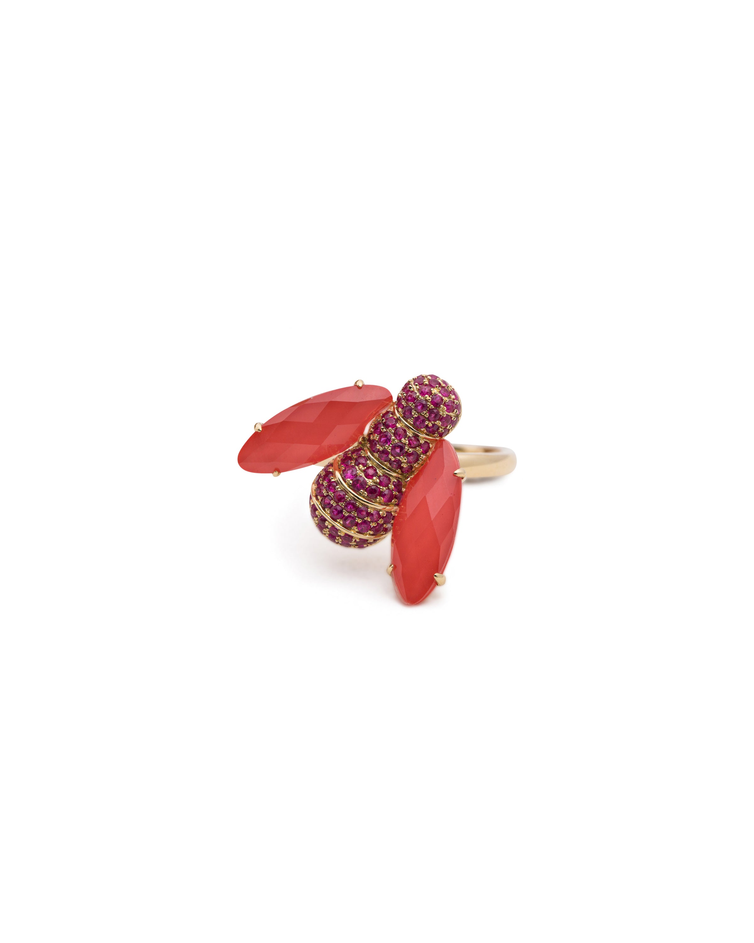 Pannalino Bee Ring in Coral and Rubies