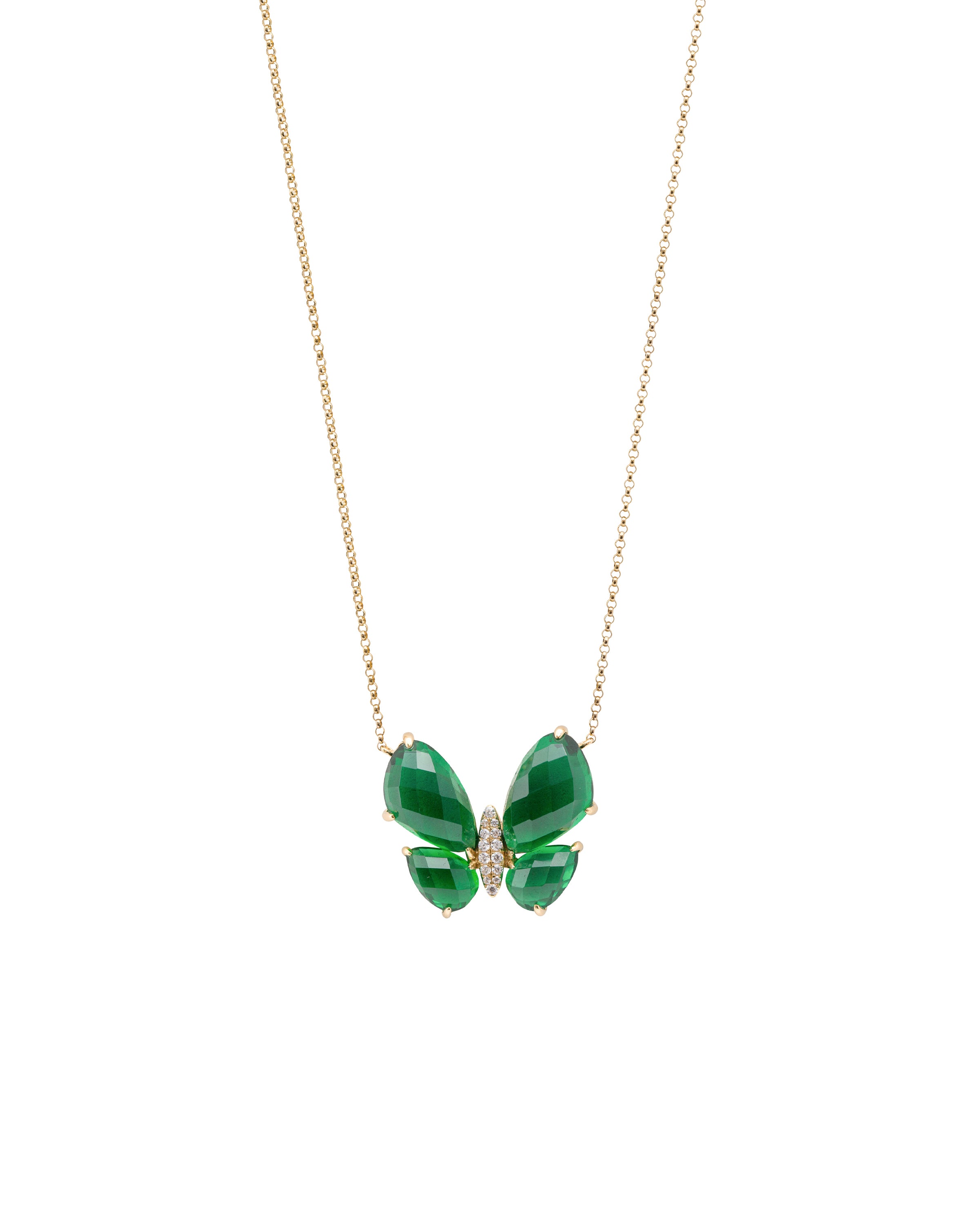 Fauna Small Butterfly Necklace in Green Topaz
