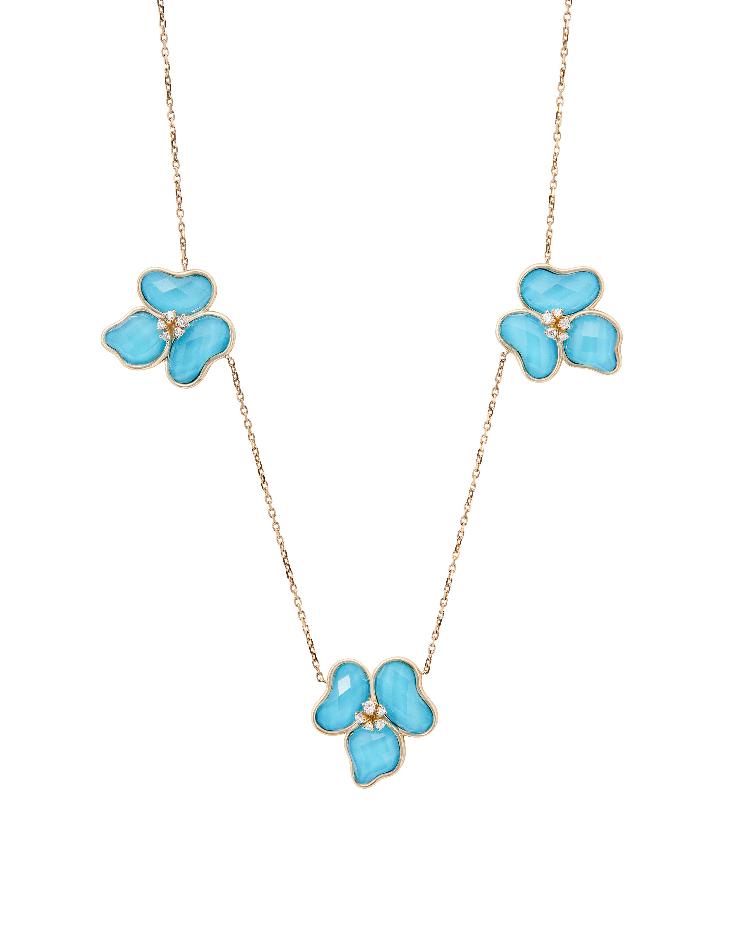 Il Petalo Floral Station Necklace in Turquoise