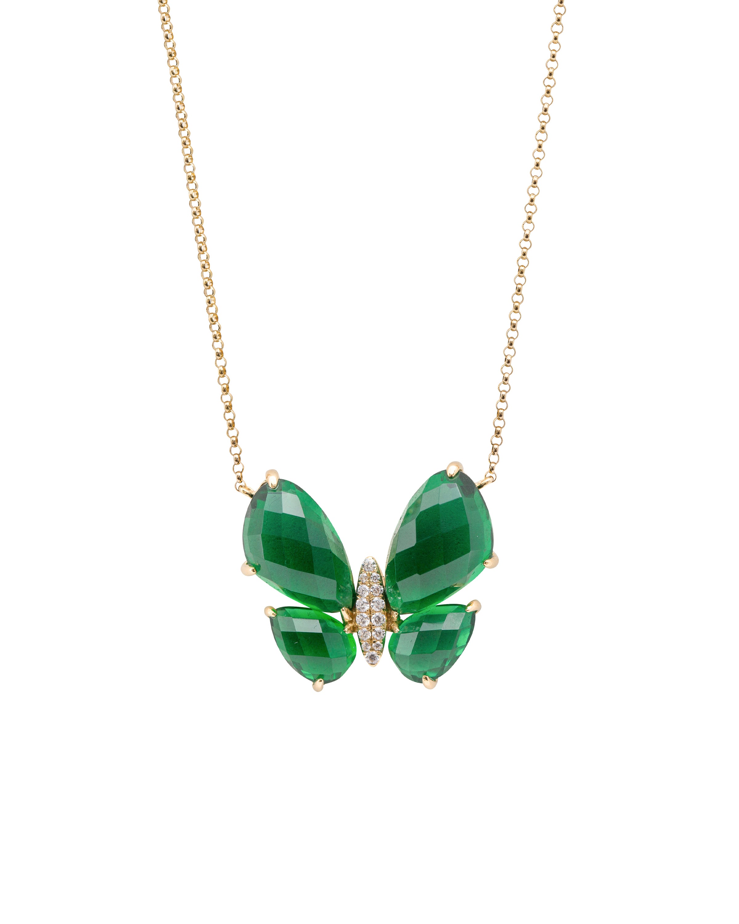 Fauna Large Butterfly Necklace in Green Topaz