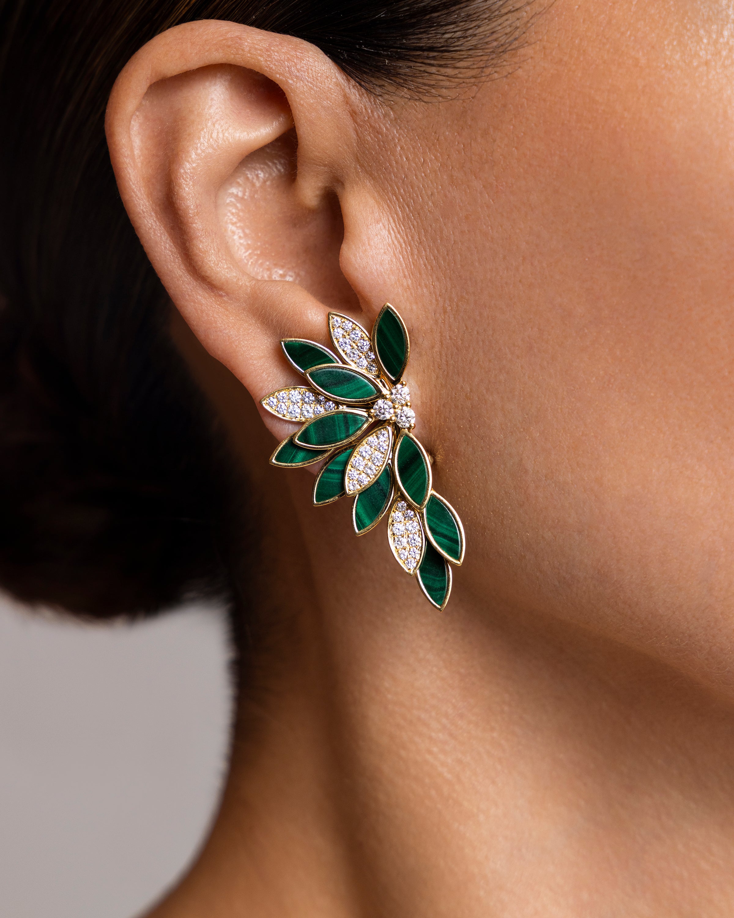 Il Giardino Fan Earrings in Green Malachite