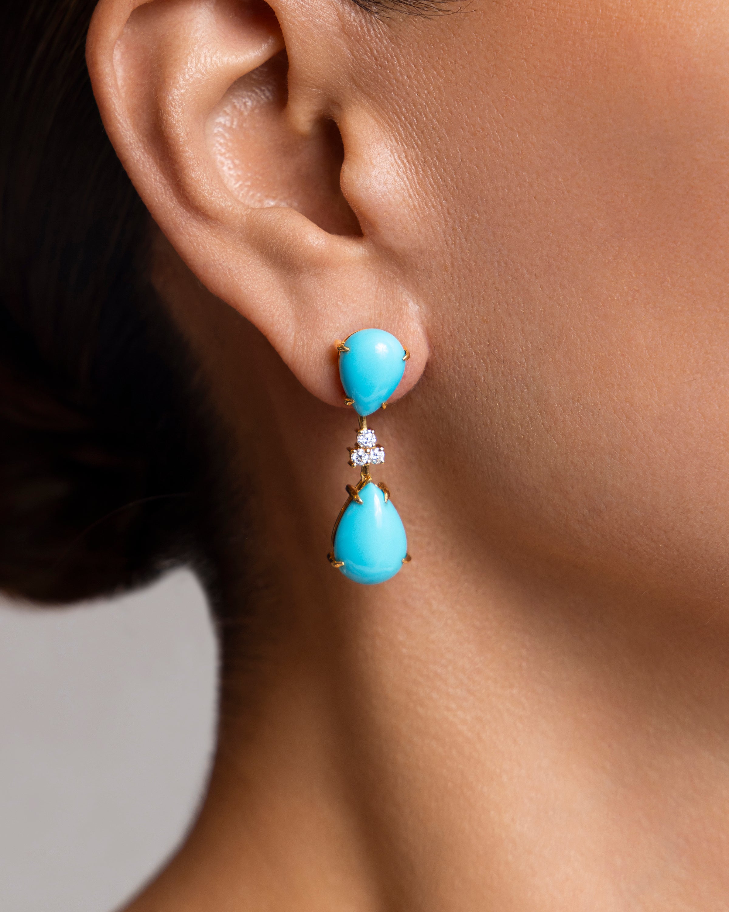Double Pear Drop Turquoise Earrings