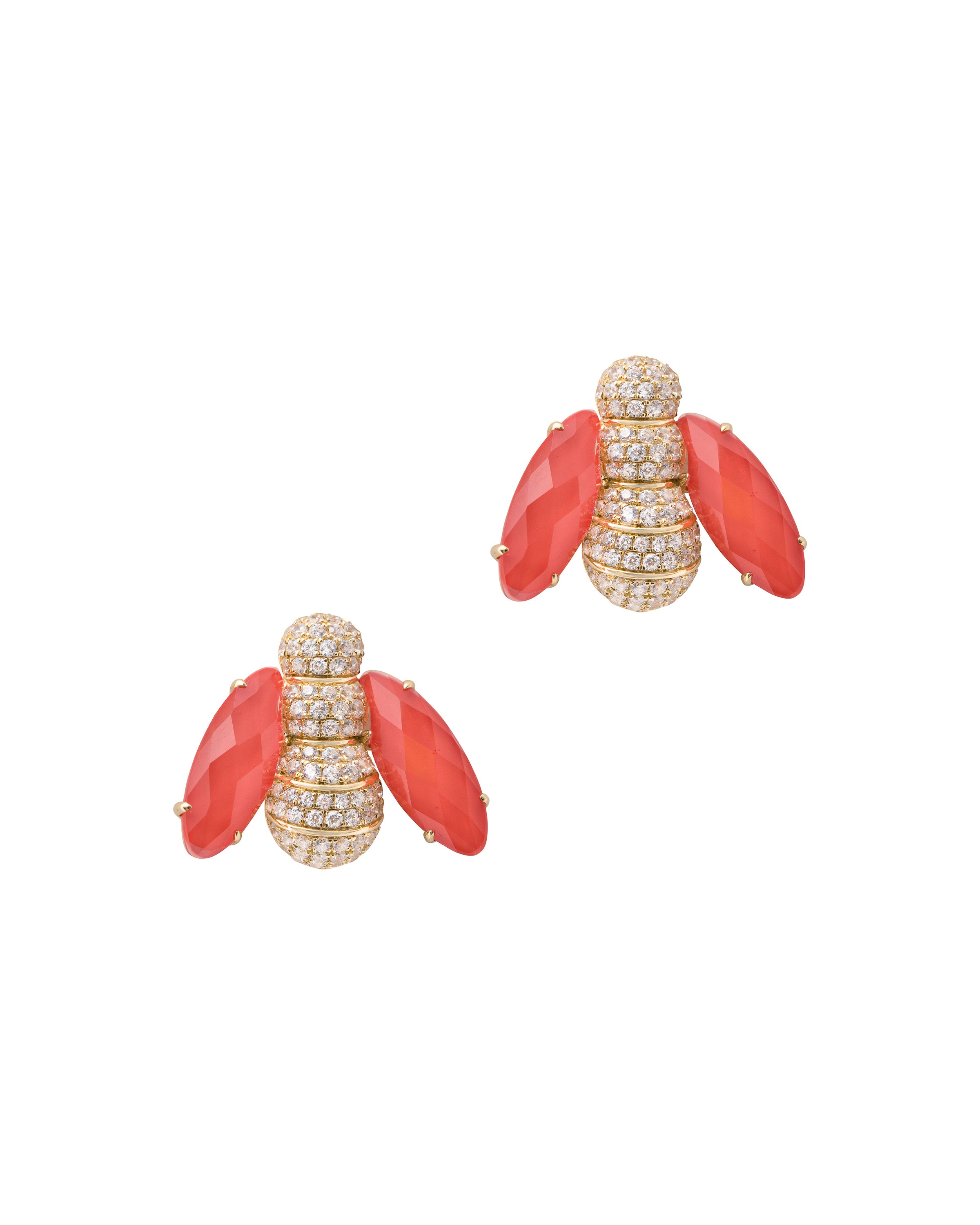 Pannalino Bee Earrings in Coral and White Topaz