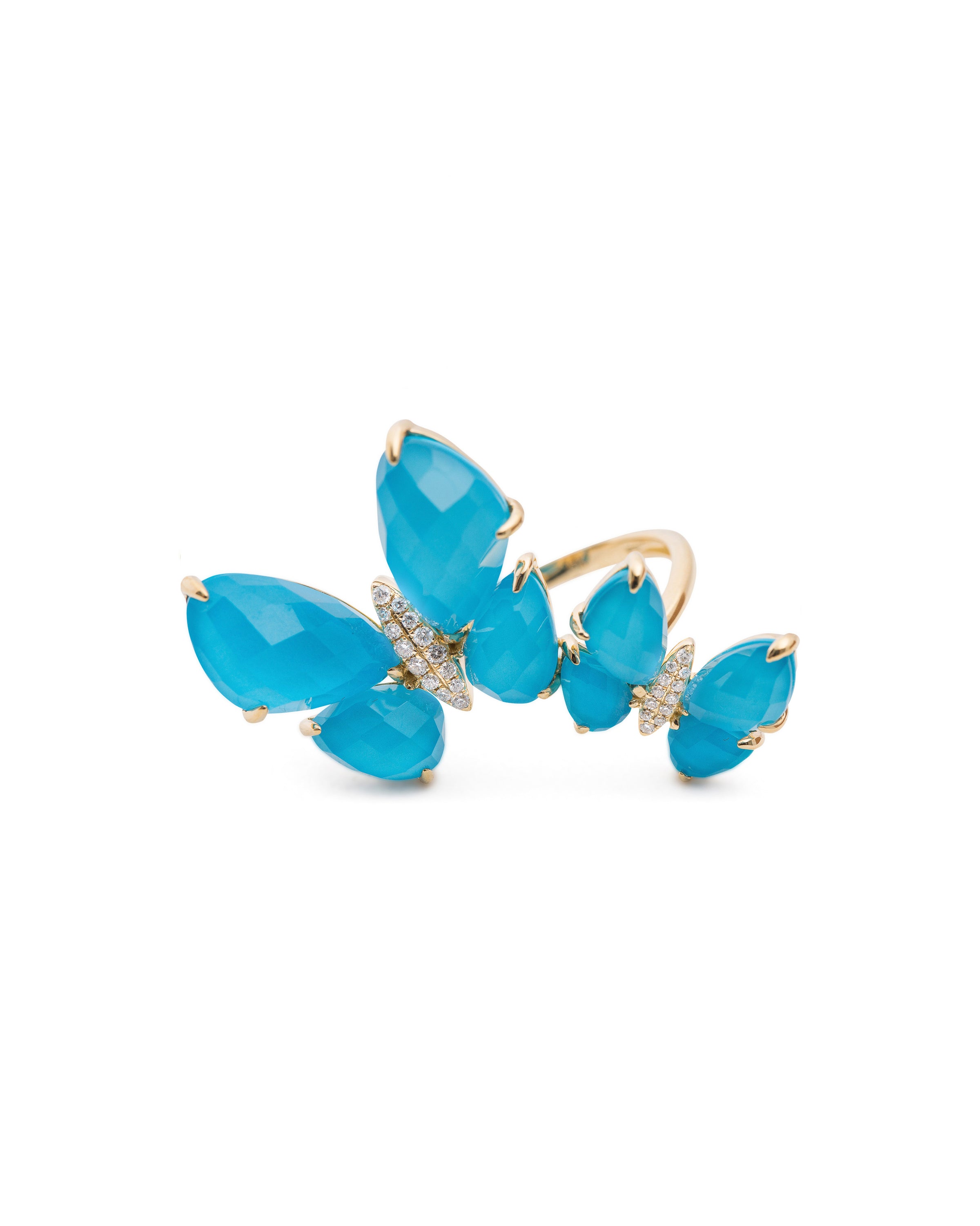 Fauna Double Butterfly Ring in Turquoise