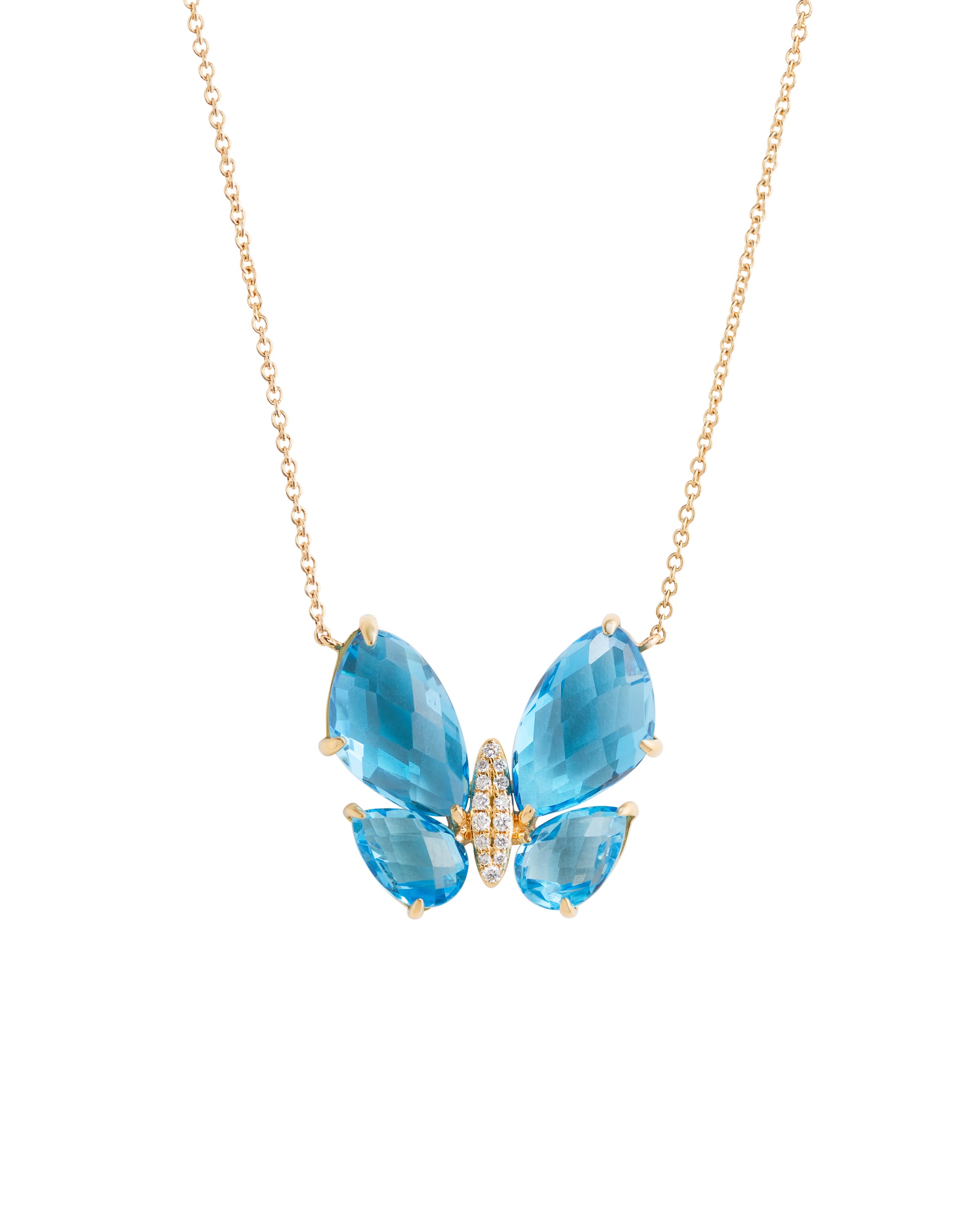 Fauna Large Butterfly Necklace in Blue Topaz