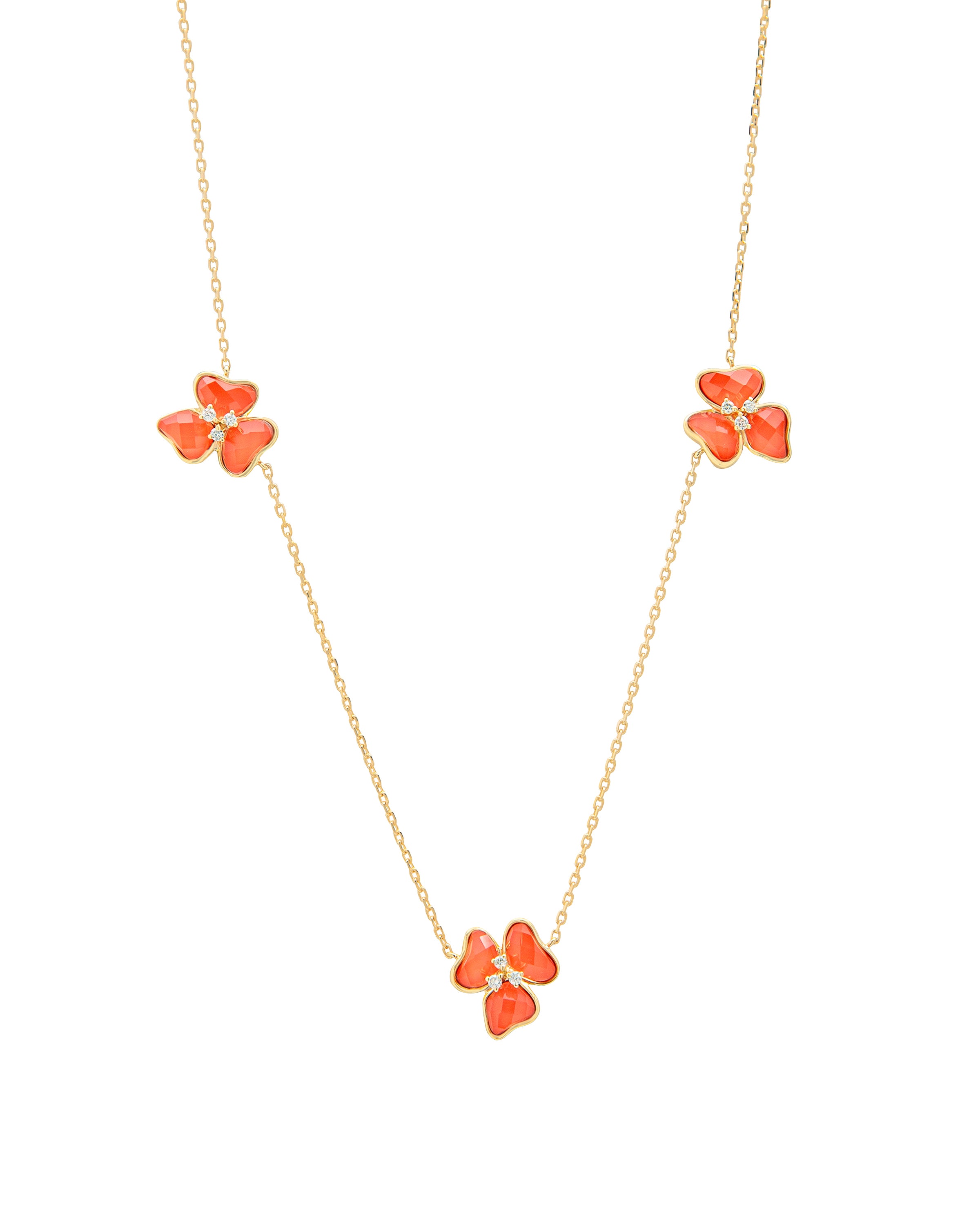 Il Petalo Mini Floral Station Necklace in Coral