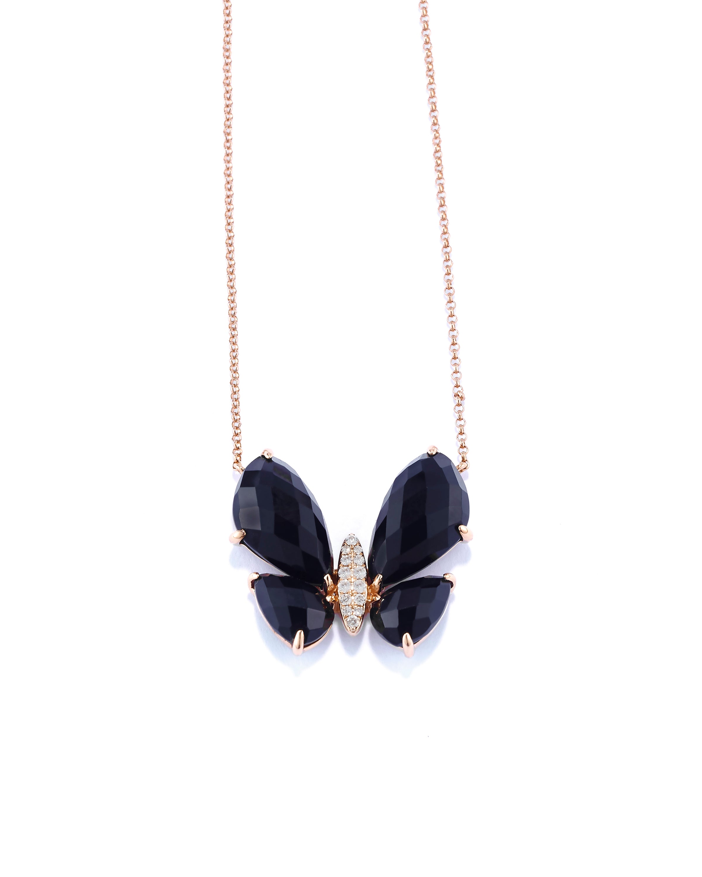 Fauna Large Butterfly Necklace in Black Onyx