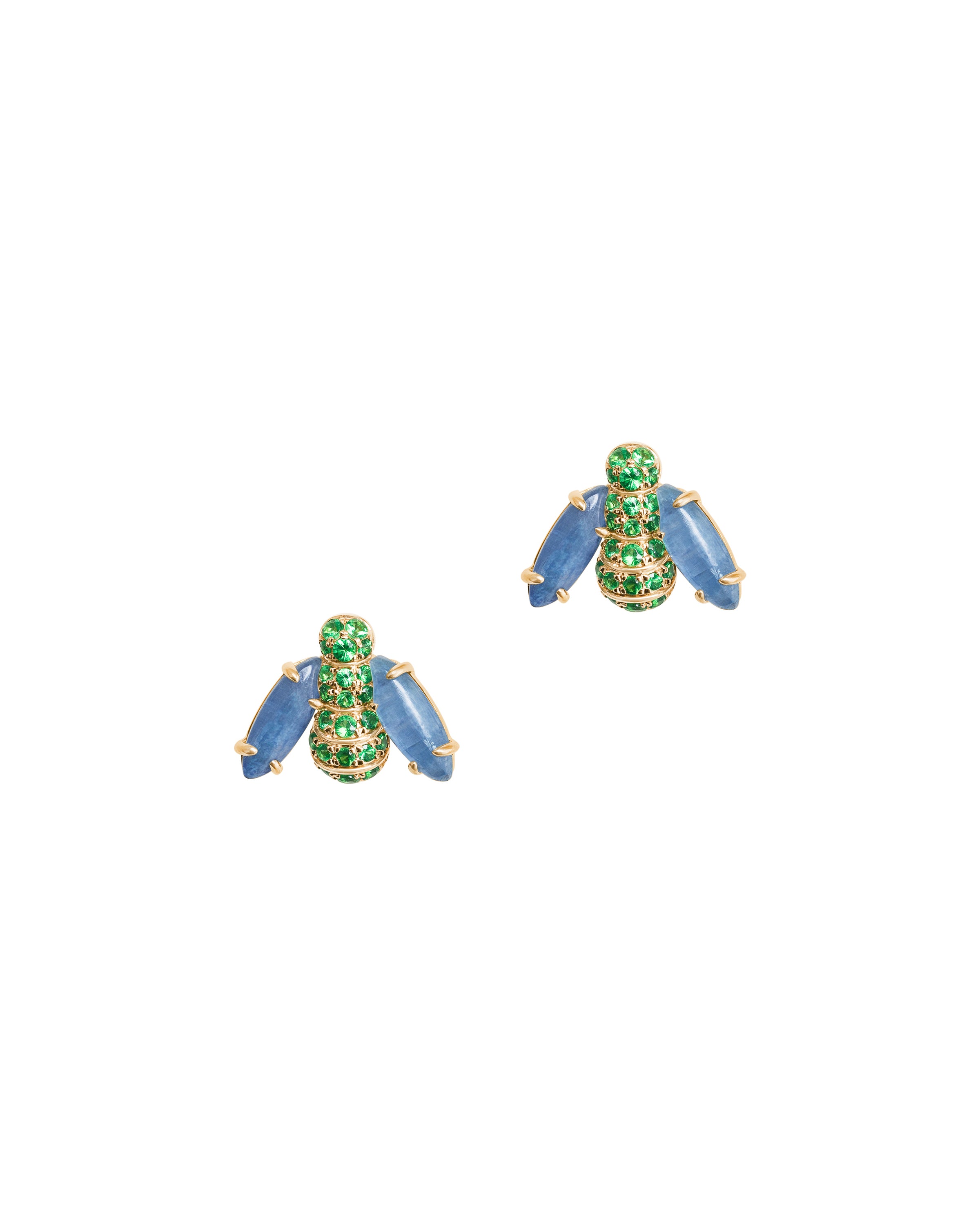 Pannalino Baby Bee Earrings in Kyanite and Green Garnet