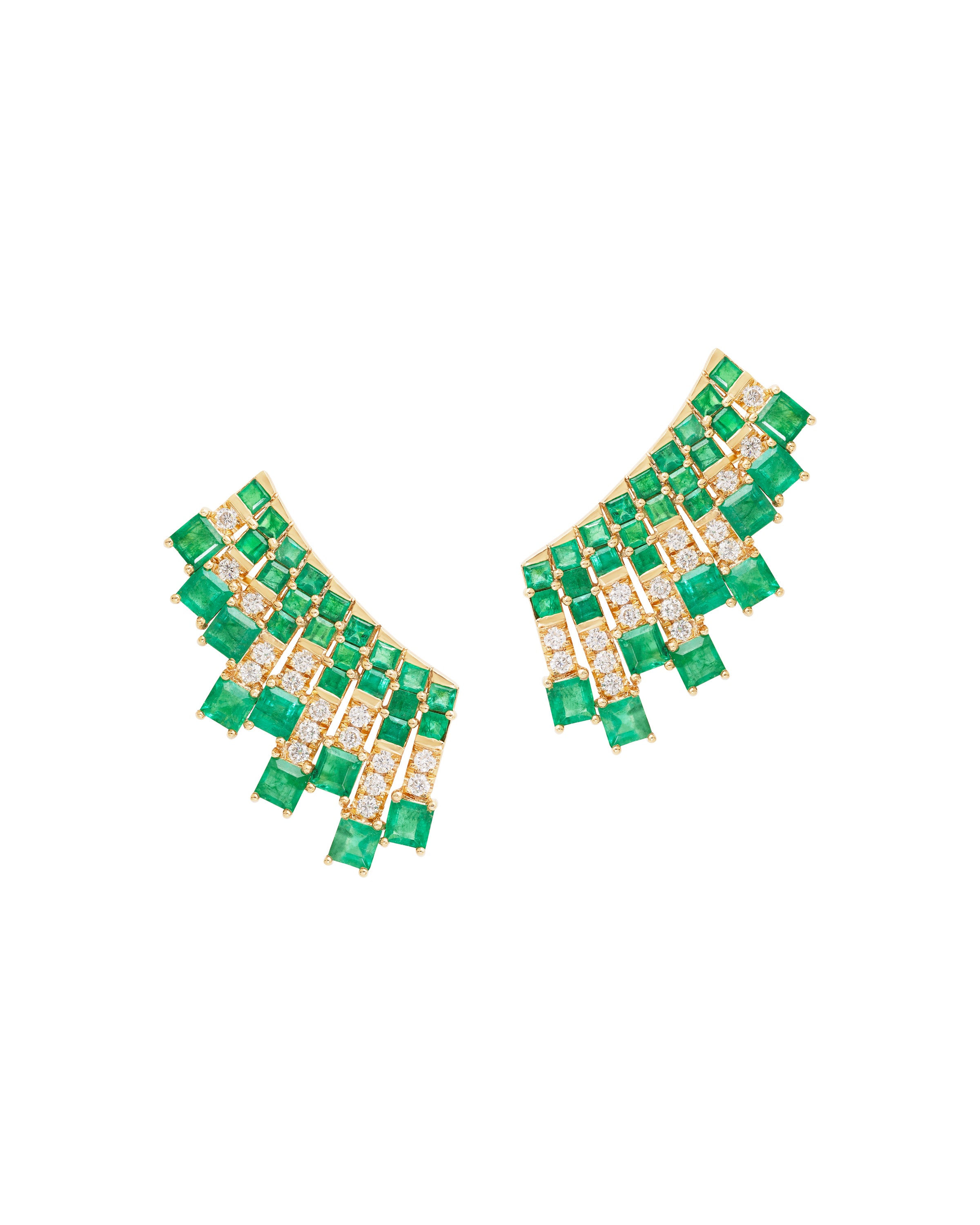 Deco Emerald Fan Earrings