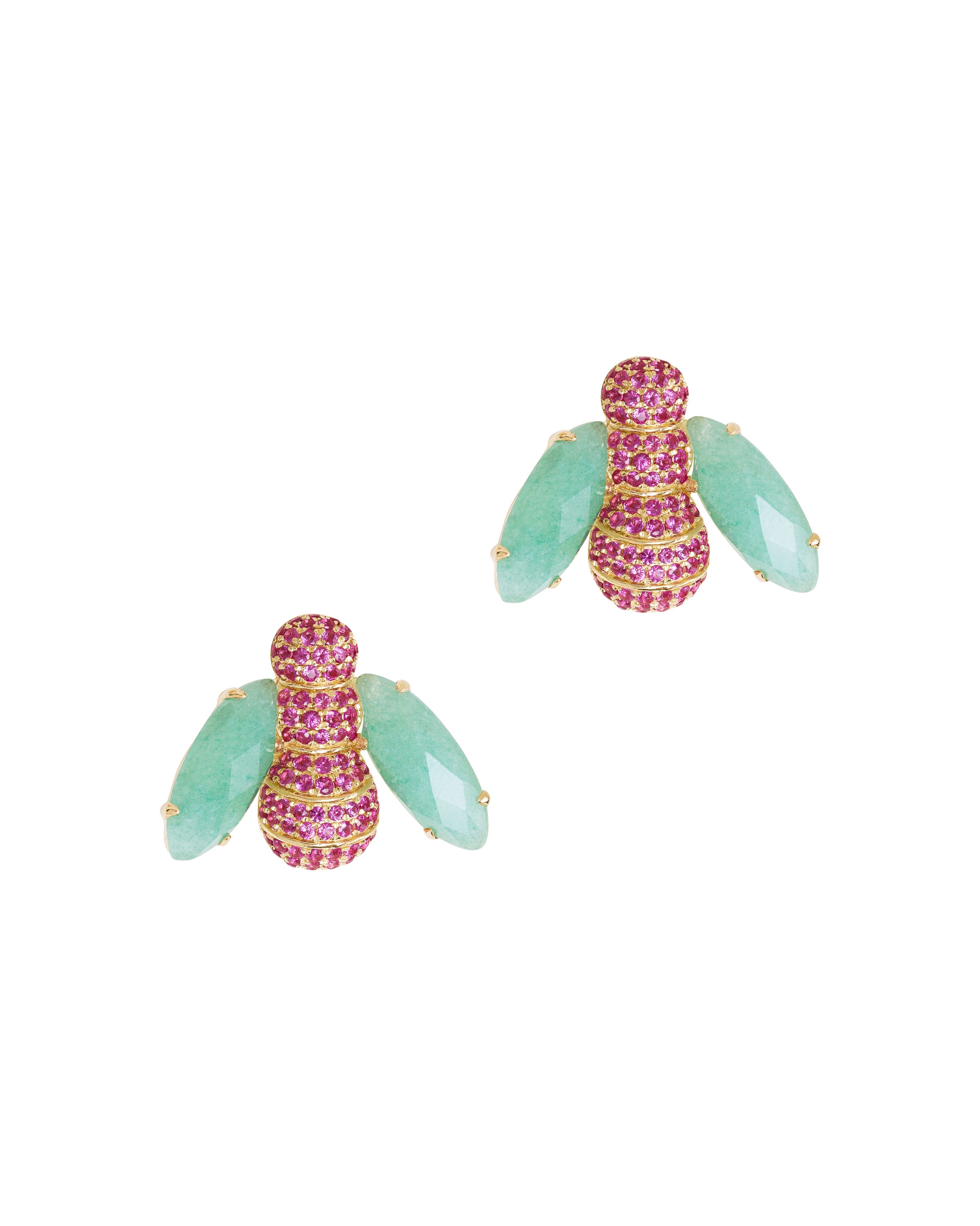 Pannalino Bee Earrings in Aventurine and Ruby