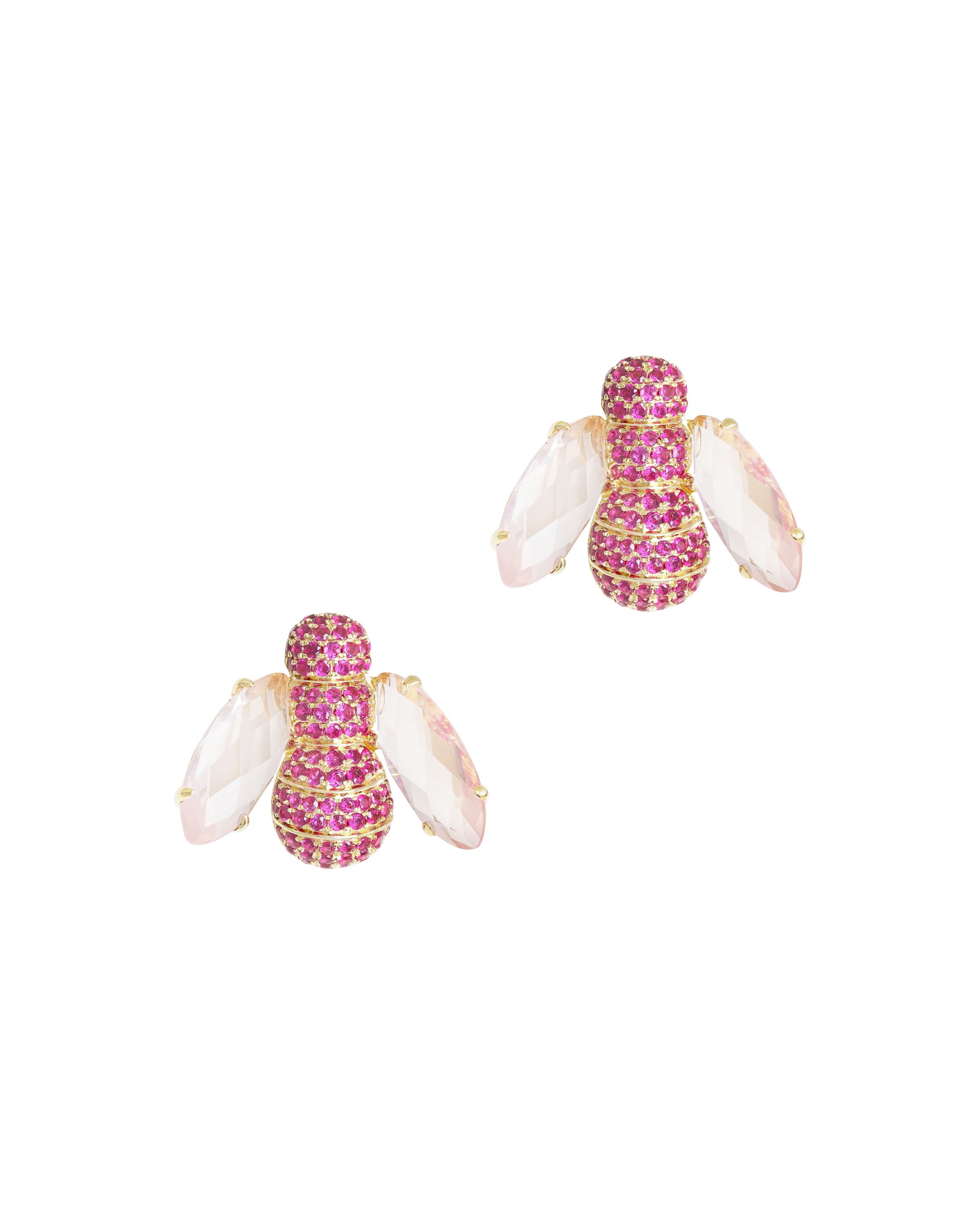 Pannalino Bee Earrings in Rose Quartz and Ruby