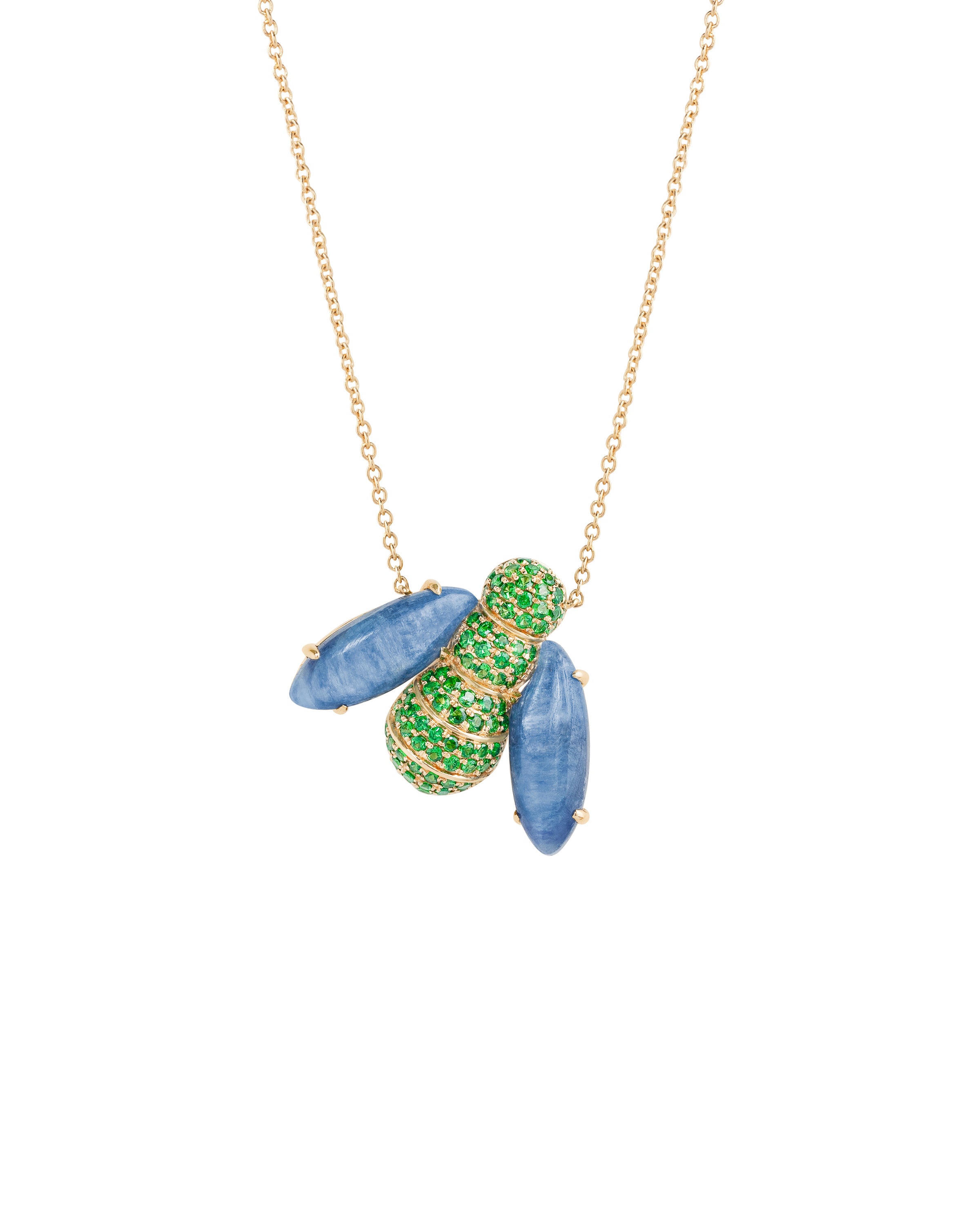 Pannalino Bee Necklace in Kyanite and Green Garnet