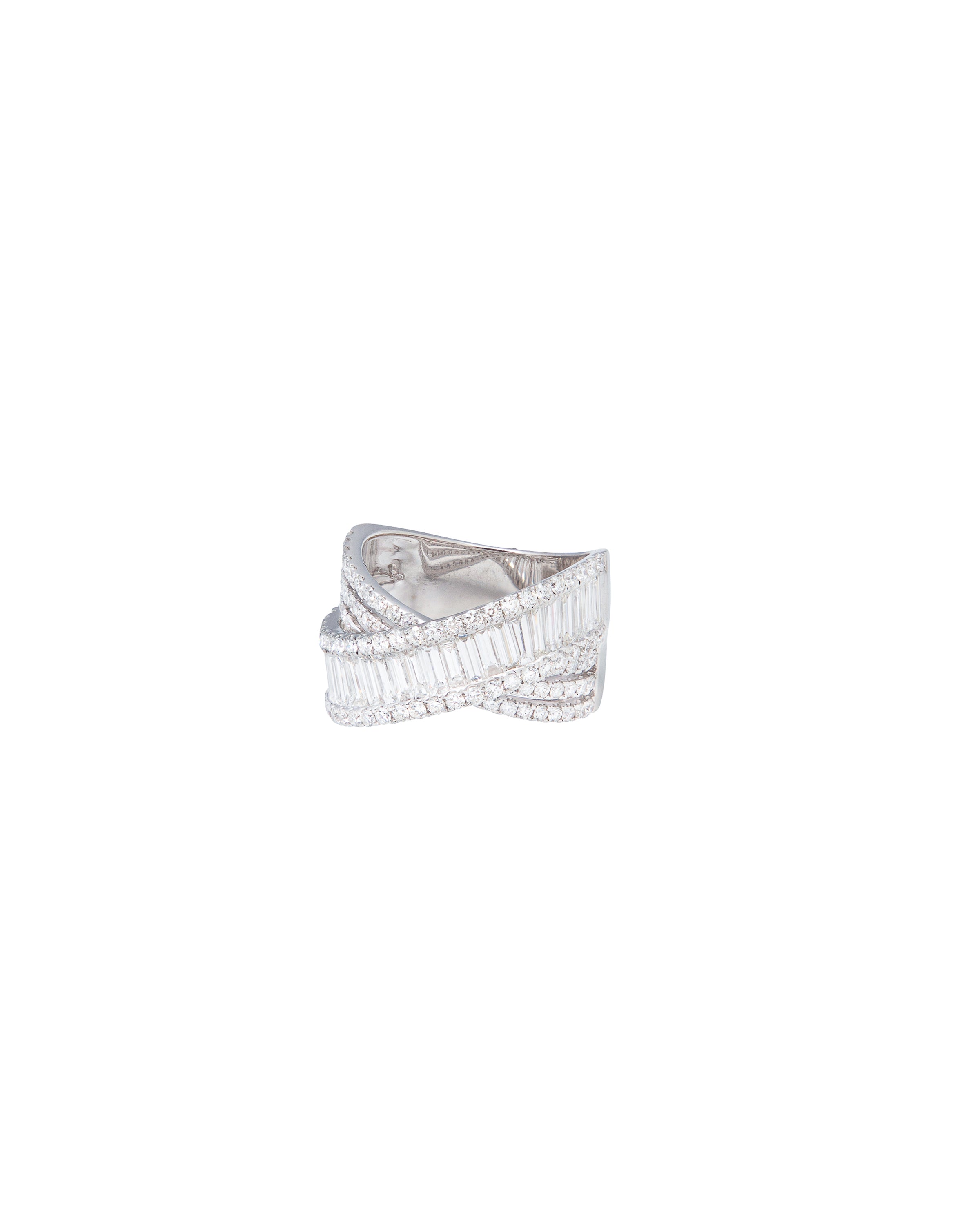 Baguette and Pave Crossover Ring