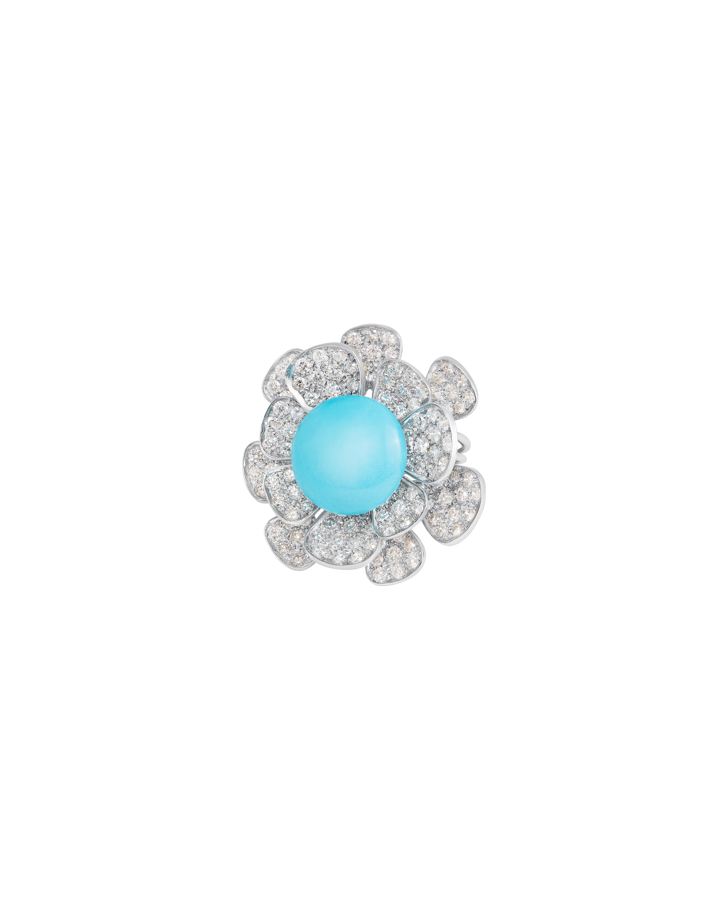 Petals Diamond and Turquoise Ring