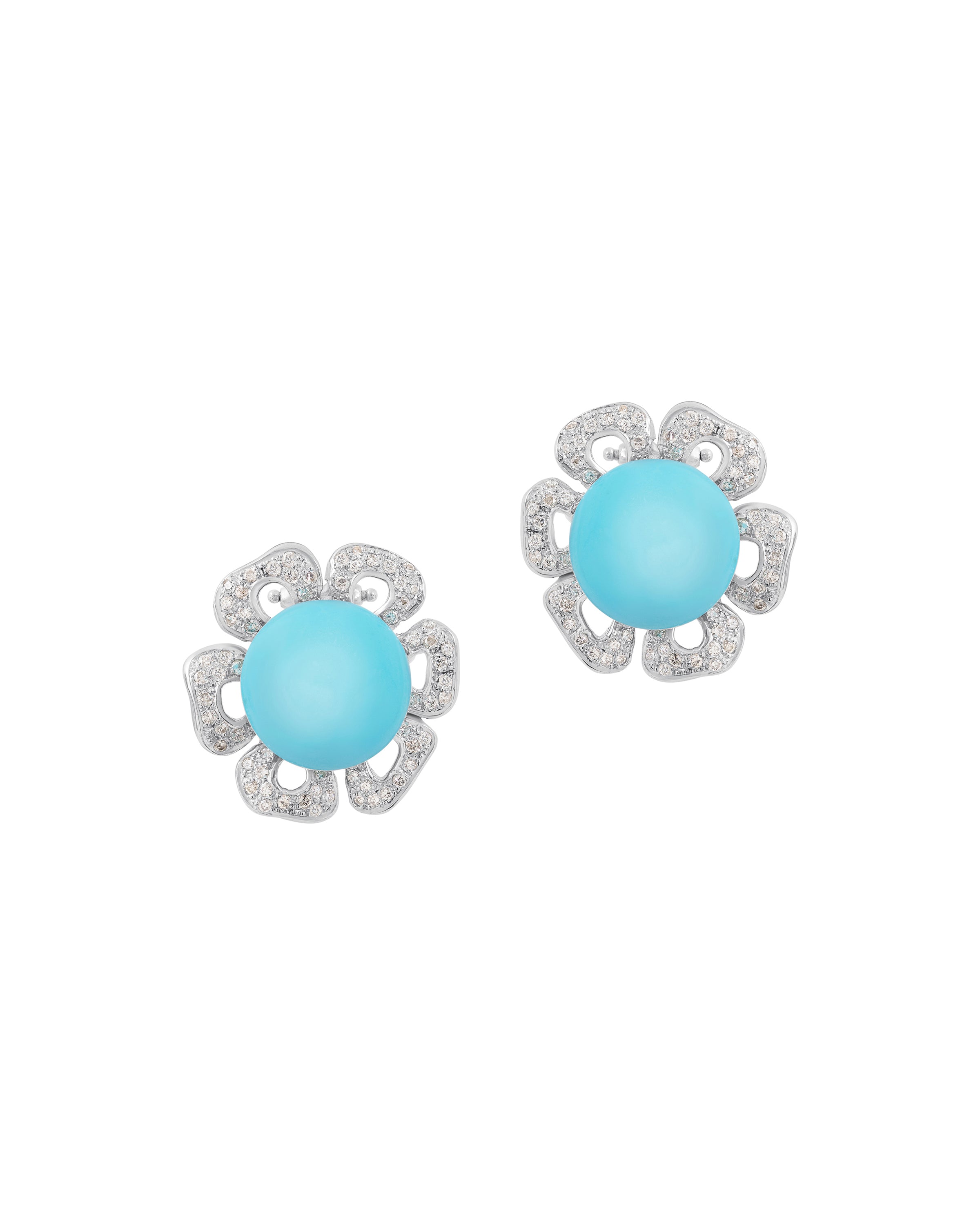 Petals Diamond and Turquoise Earrings