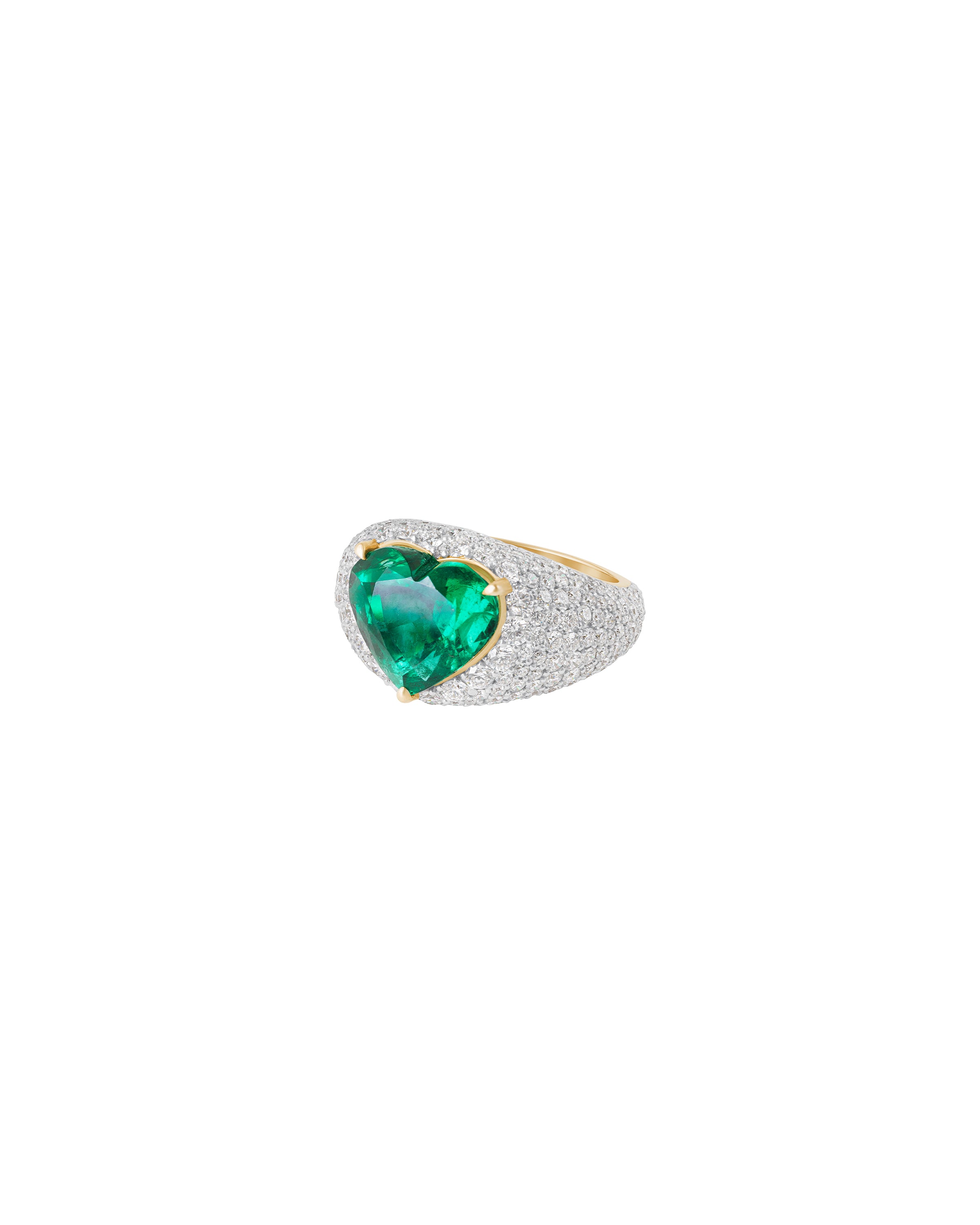 Heart Solitaire Emerald Ring