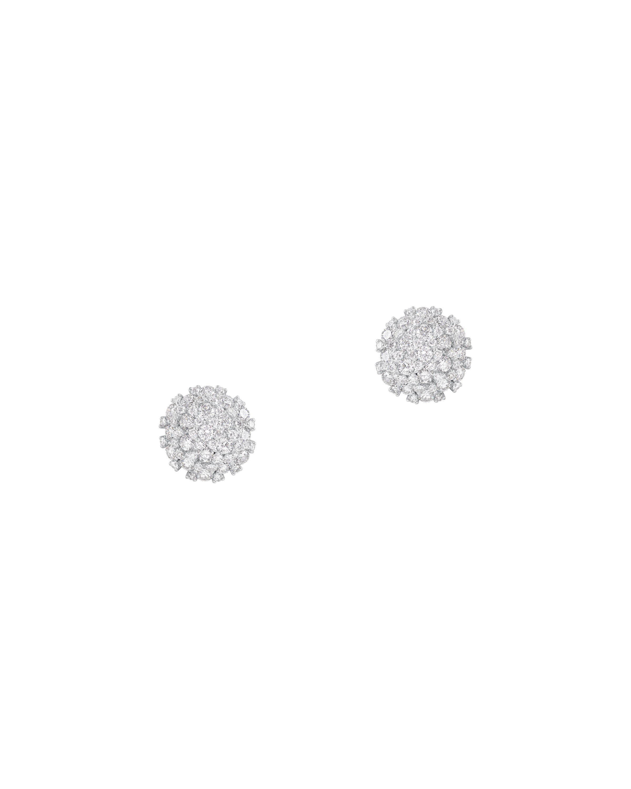 Cluster Diamond Button Earring