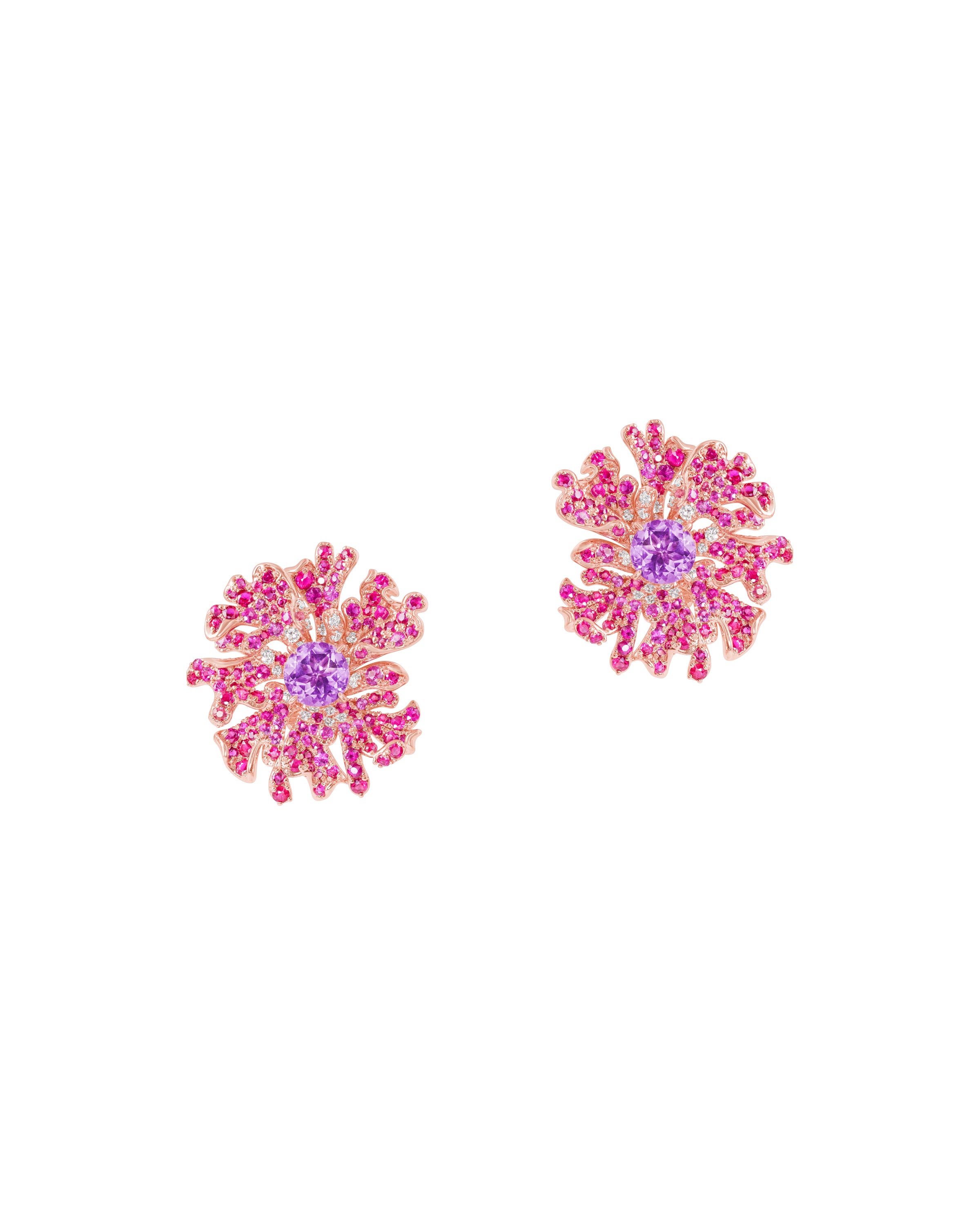 Dramatic Ruby Floral Earrings