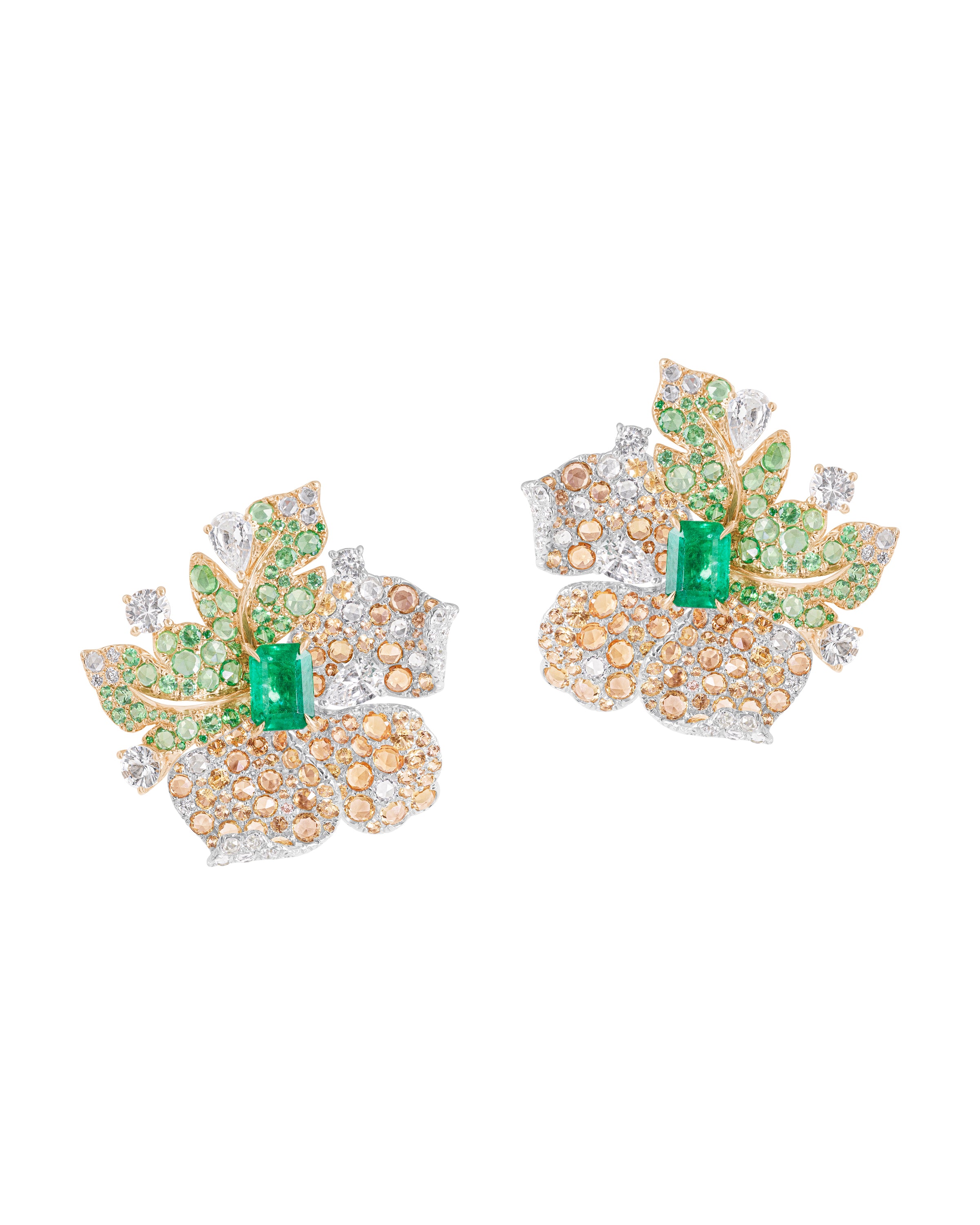 Delicate Floral Emerald Earrings