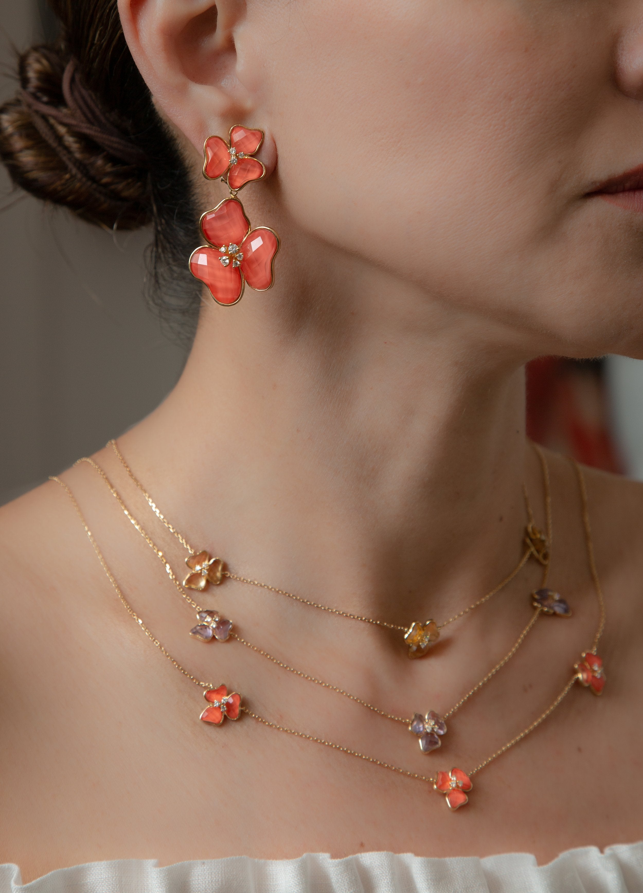 Il Petalo Mini Floral Station Necklace in Citrine