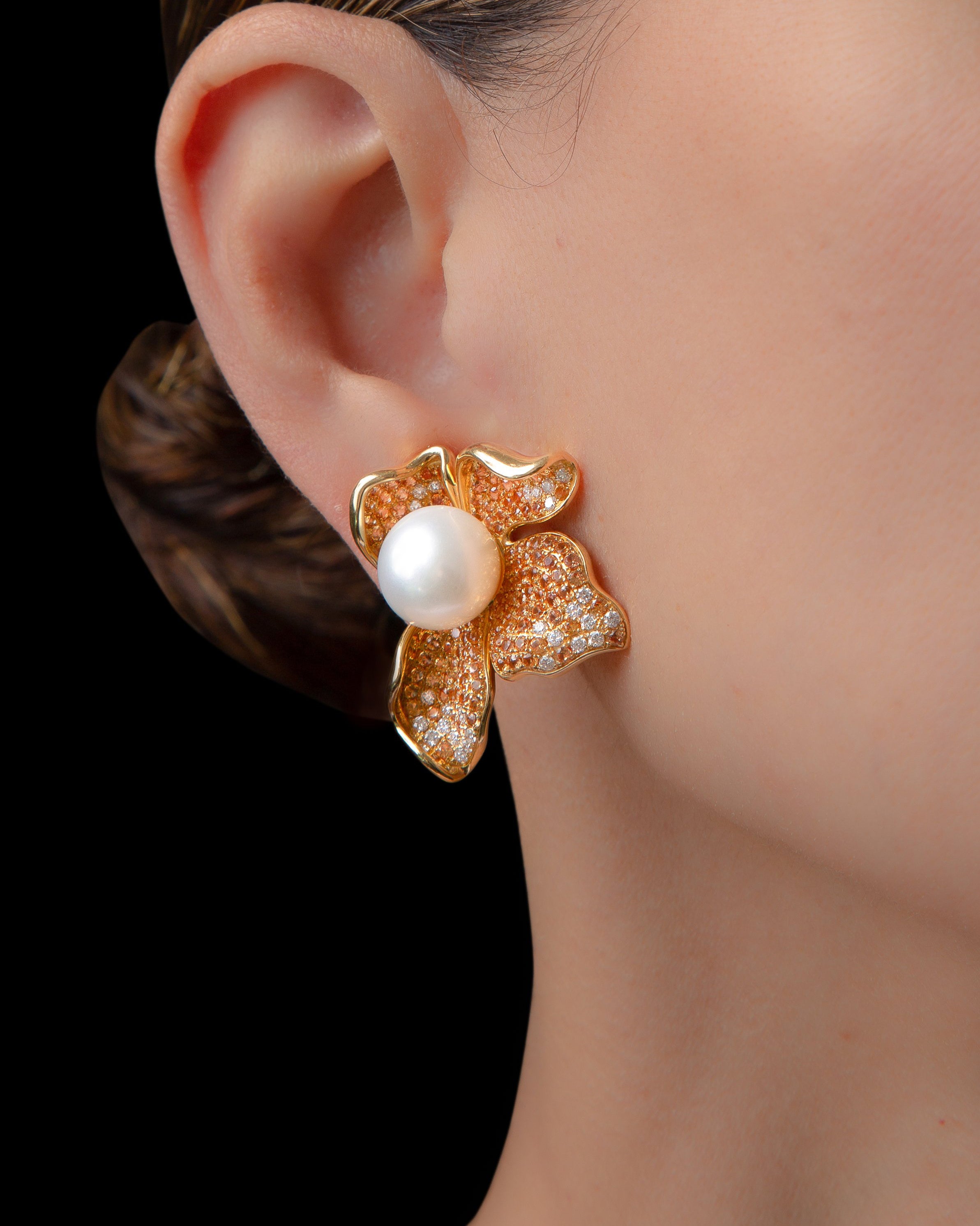 Floating Petals and Pearl Earring